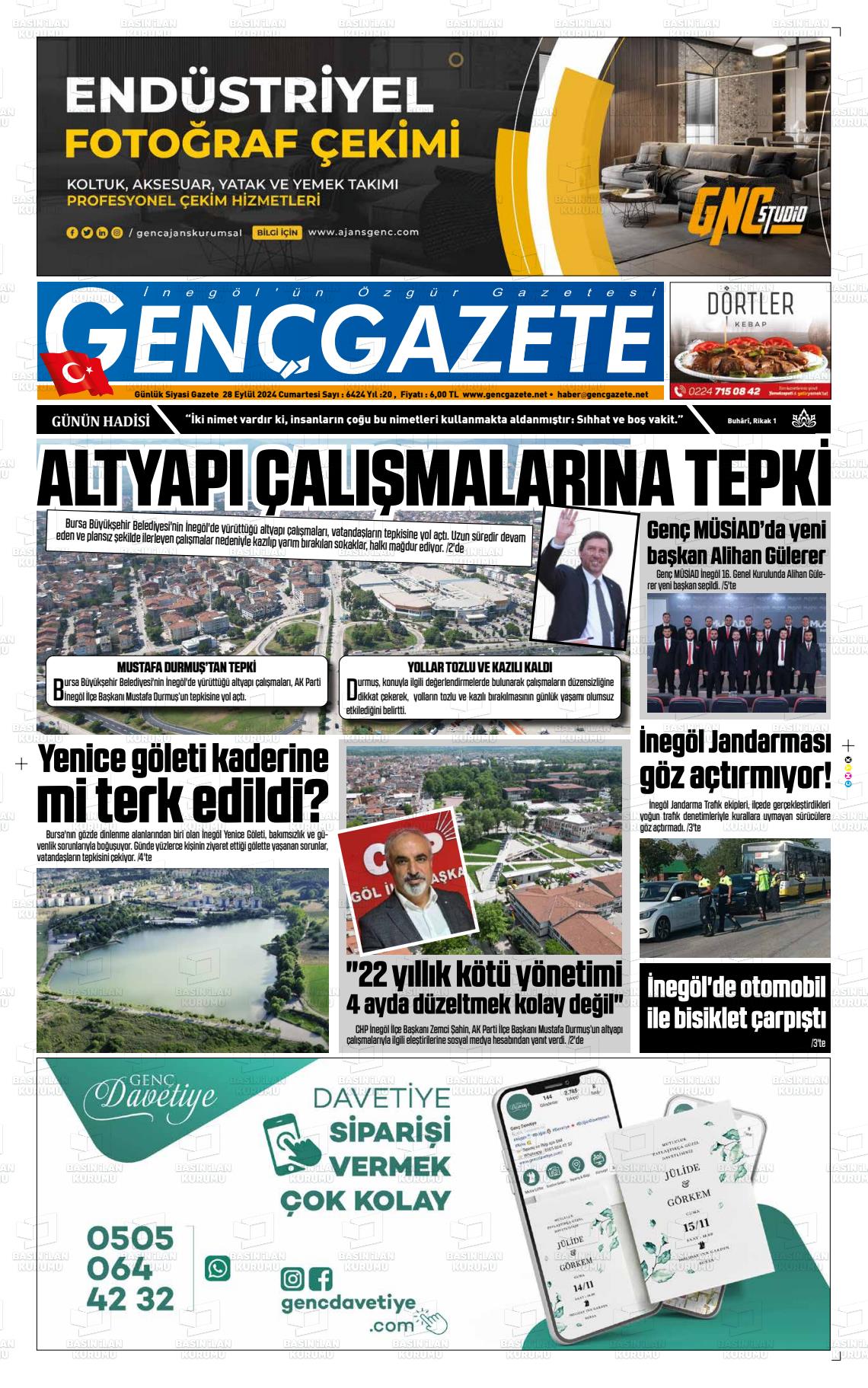 28 Eylül 2024 Genç Gazete Gazete Manşeti