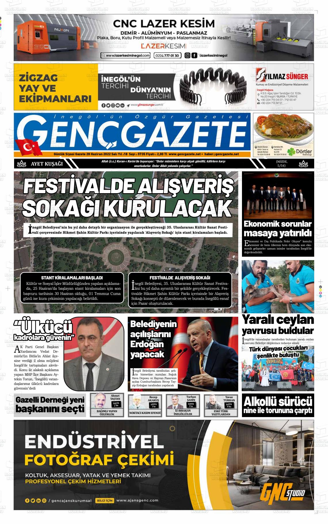 28 Haziran 2022 Genç Gazete Gazete Manşeti