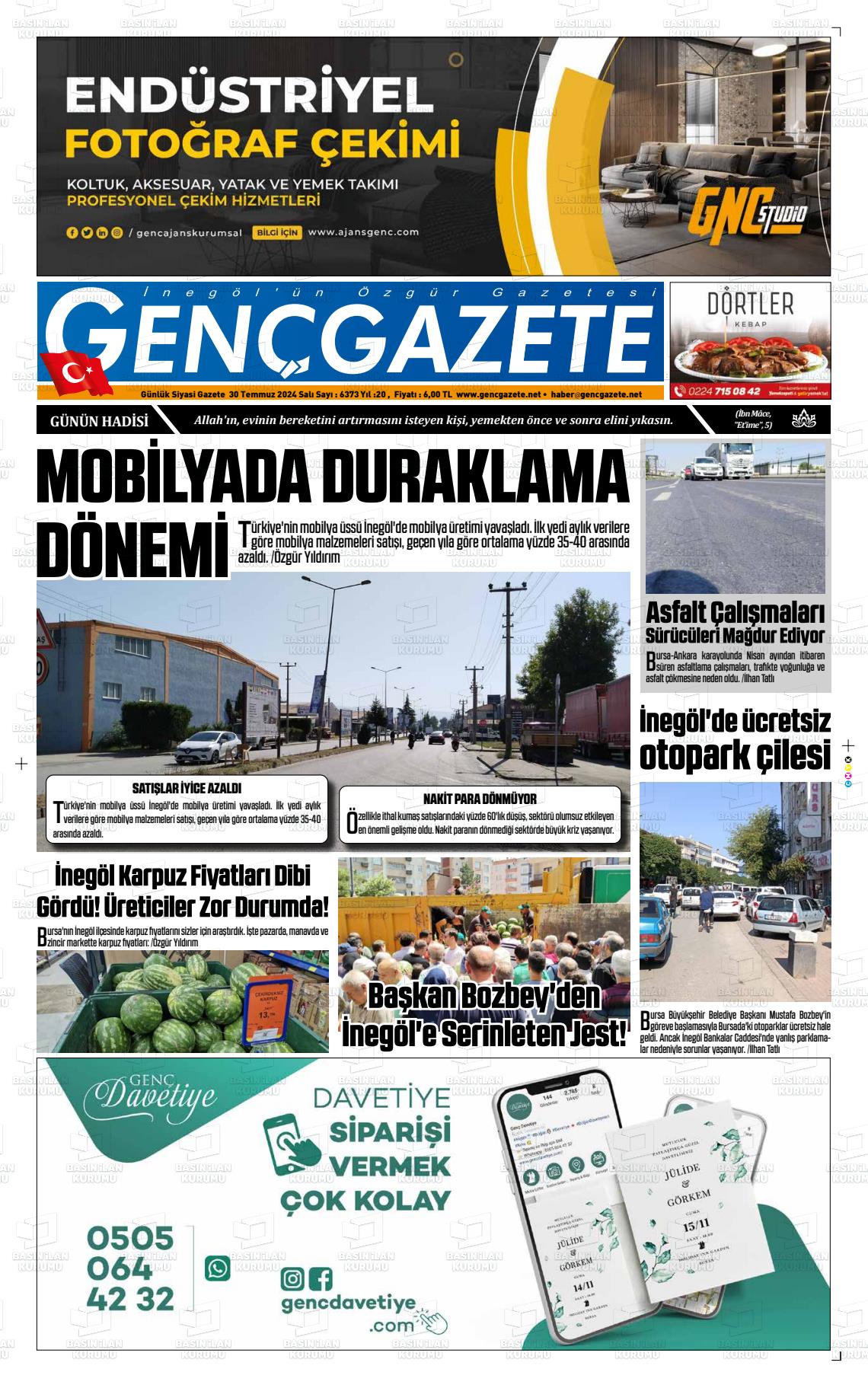 30 Temmuz 2024 Genç Gazete Gazete Manşeti