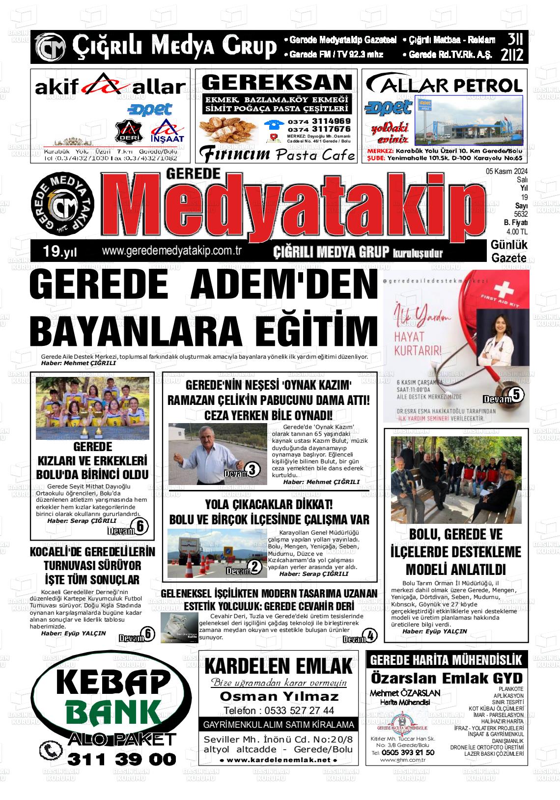 06 Kasım 2024 Gerede Medya Takip Gazete Manşeti