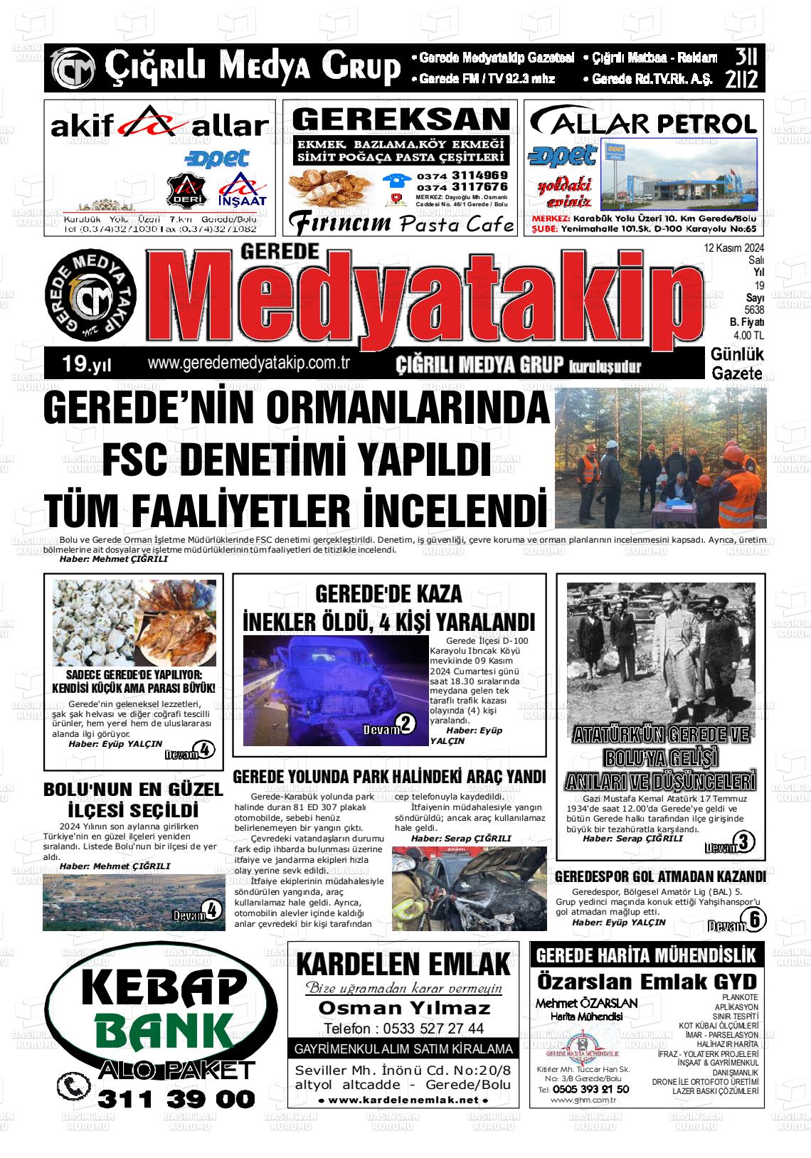 12 Kasım 2024 Gerede Medya Takip Gazete Manşeti