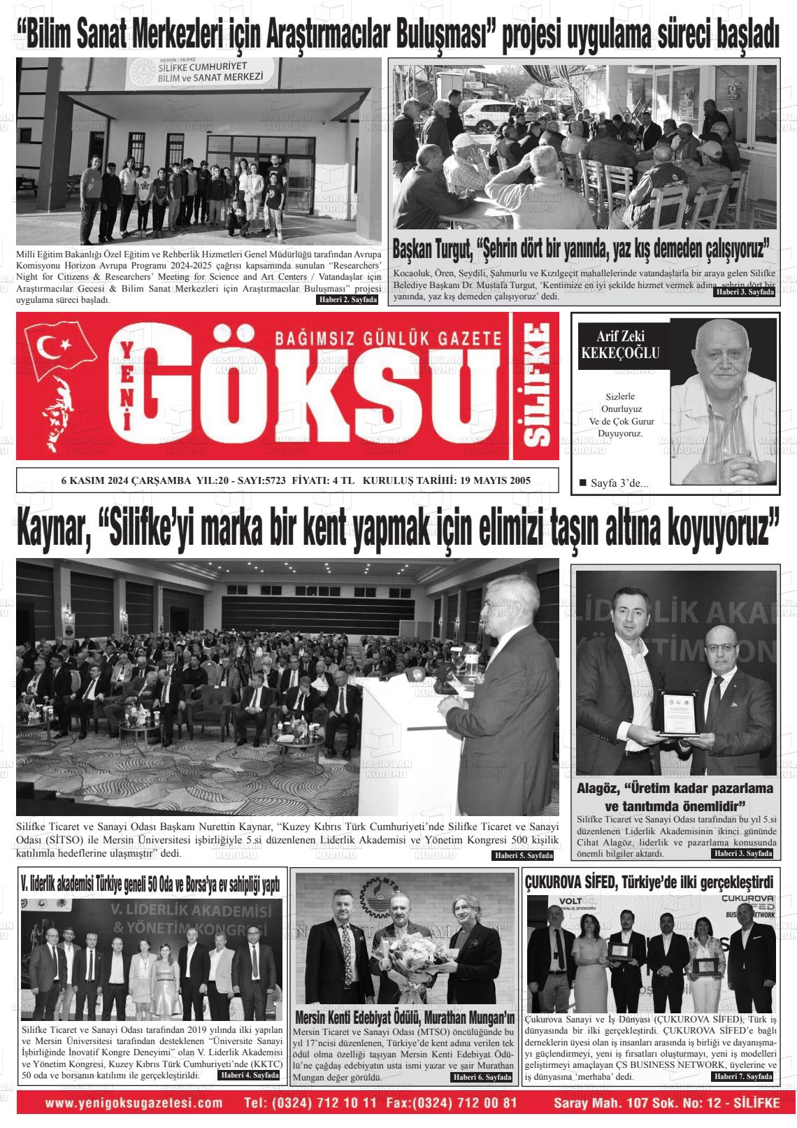 06 Kasım 2024 YENİ GÖKSU GAZETESİ Gazete Manşeti