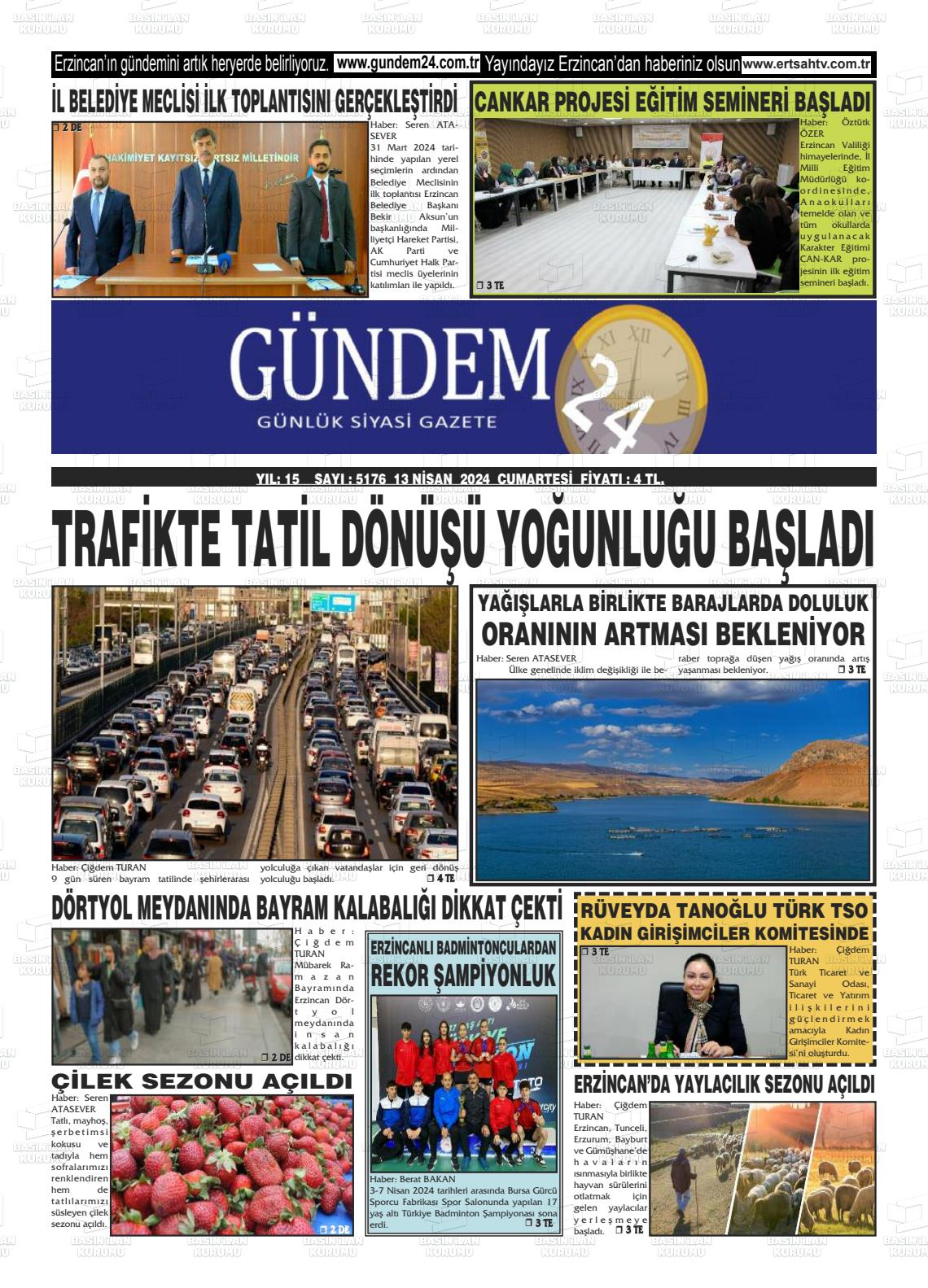 13 Nisan 2024 Gündem 24 Gazete Manşeti