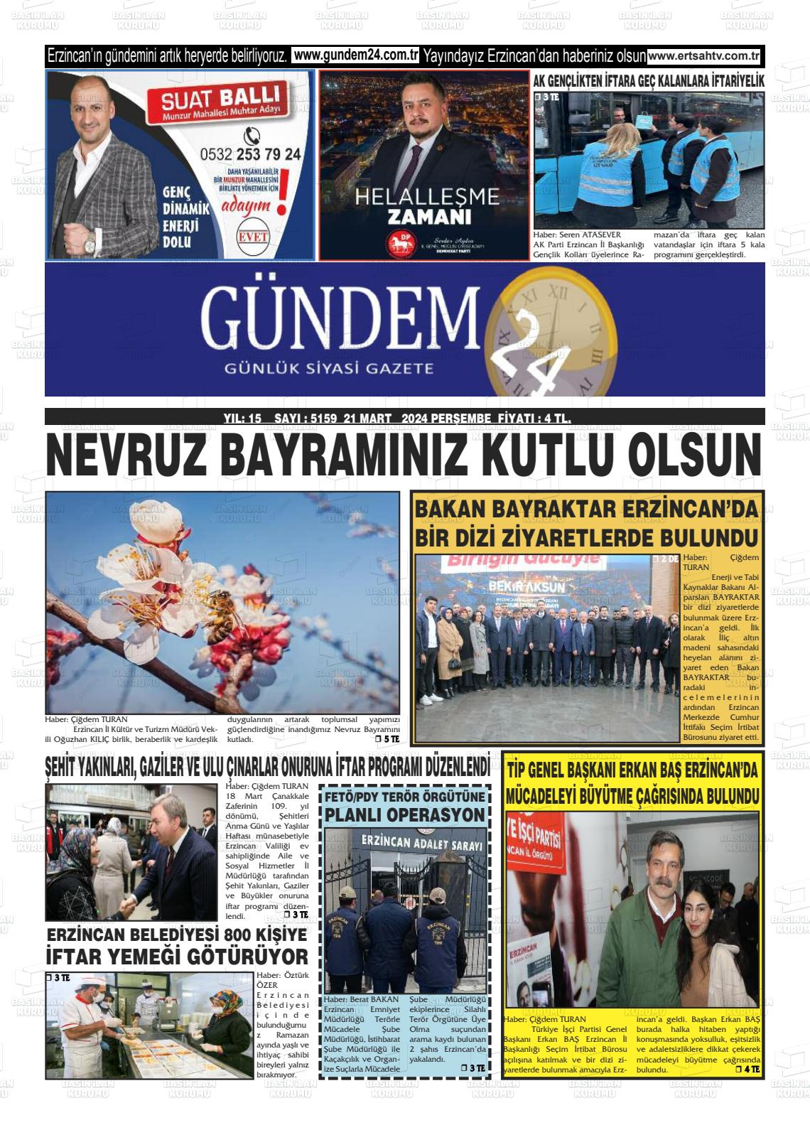 21 Mart 2024 Gündem 24 Gazete Manşeti