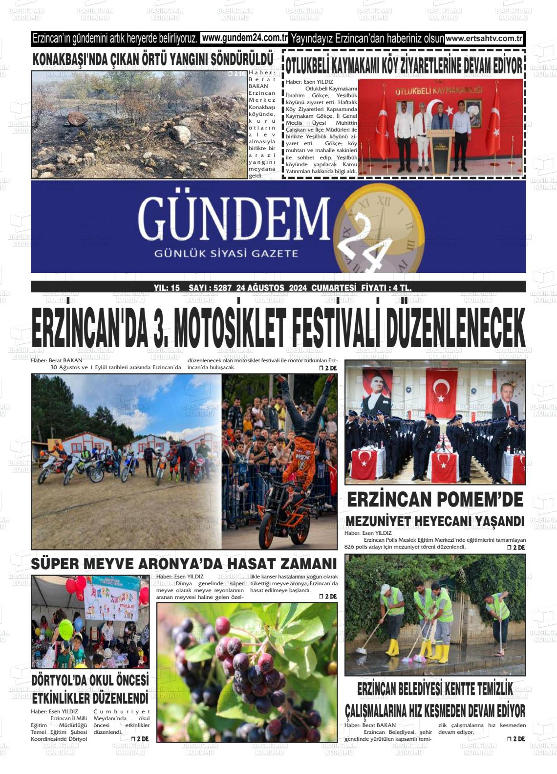 24 Ağustos 2024 Gündem 24 Gazete Manşeti