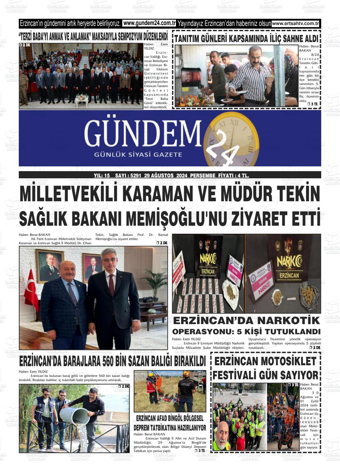 29 Ağustos 2024 Gündem 24 Gazete Manşeti