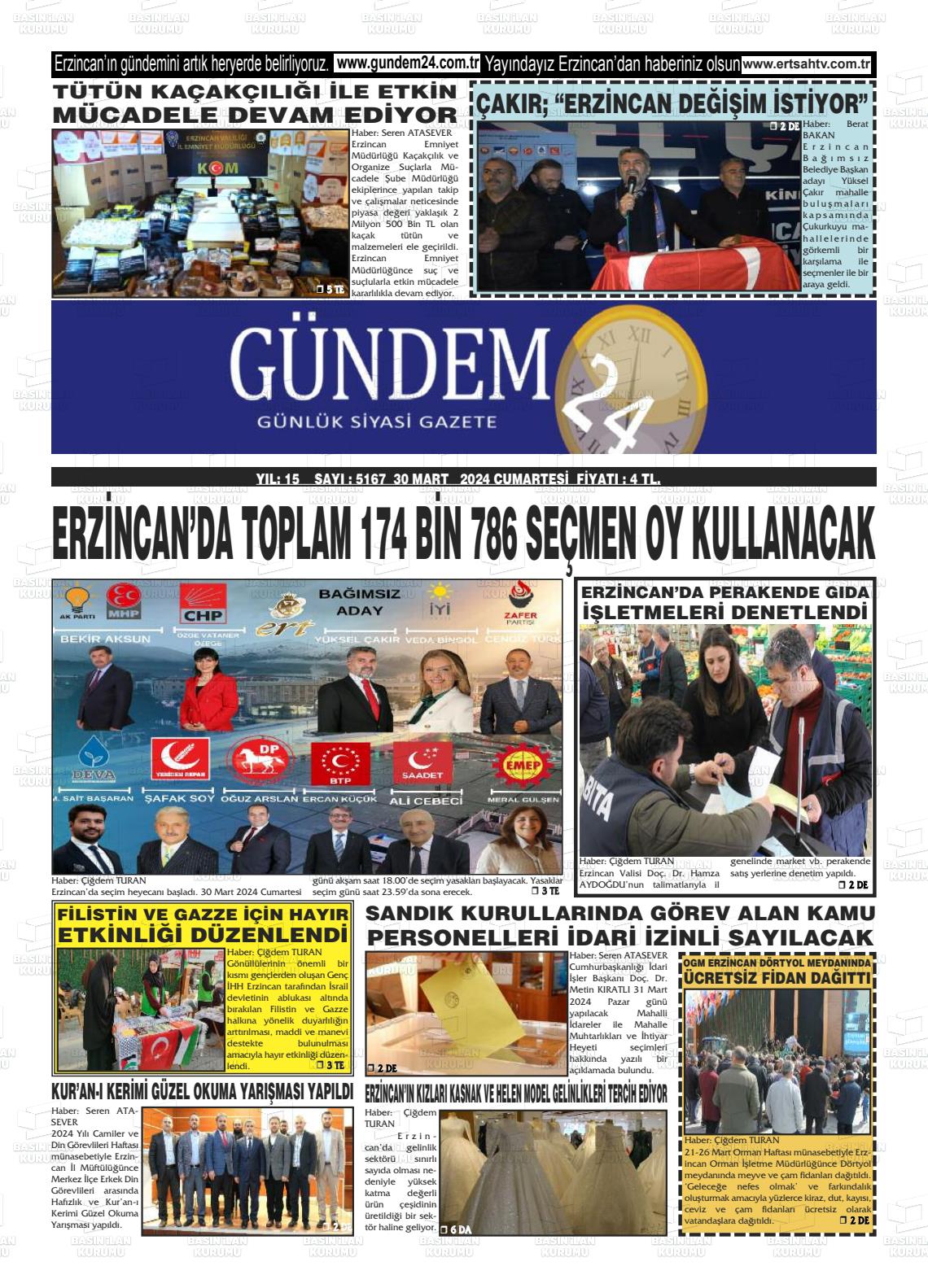 30 Mart 2024 Gündem 24 Gazete Manşeti