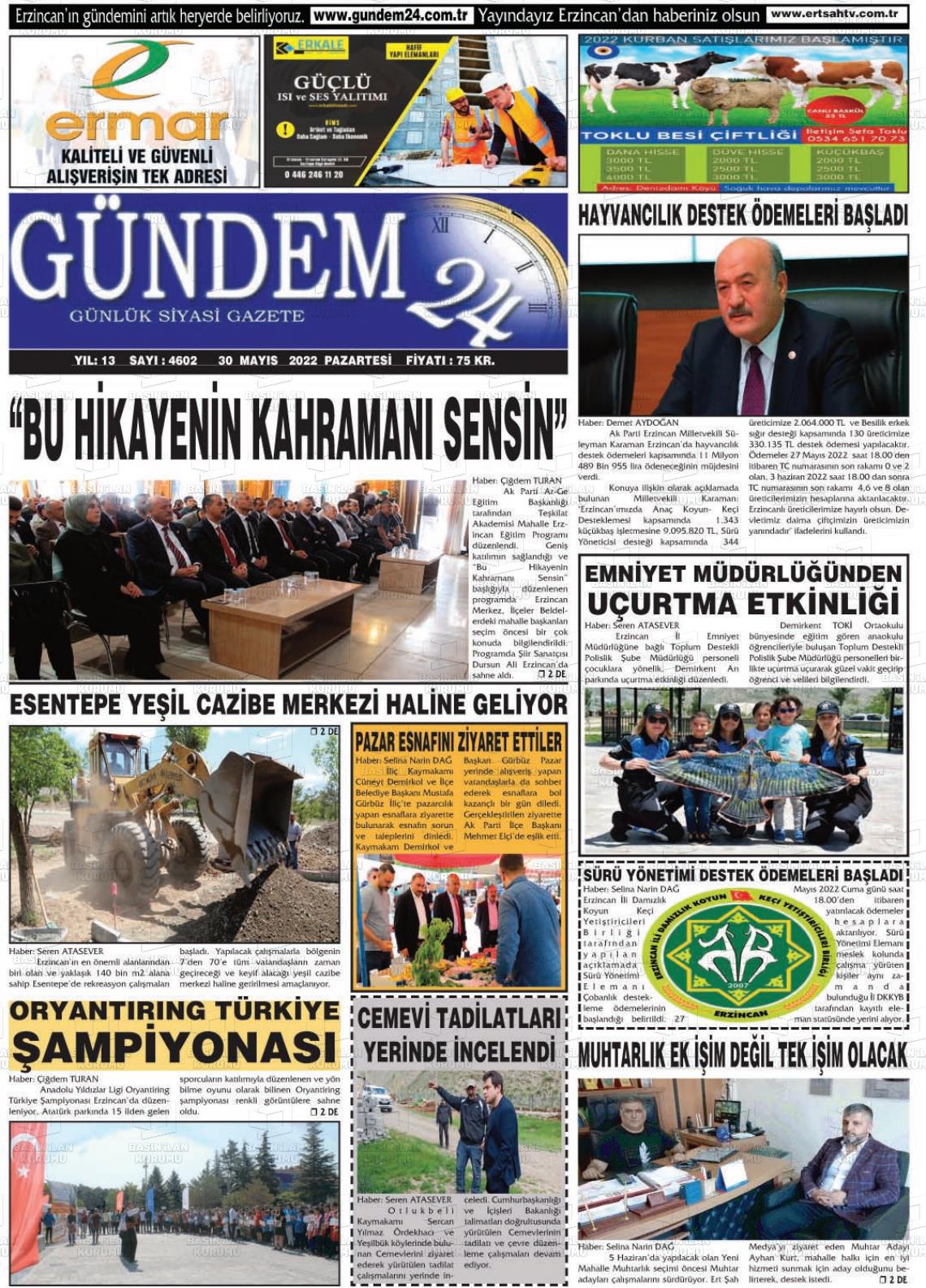 30 Mayıs 2022 Gündem 24 Gazete Manşeti