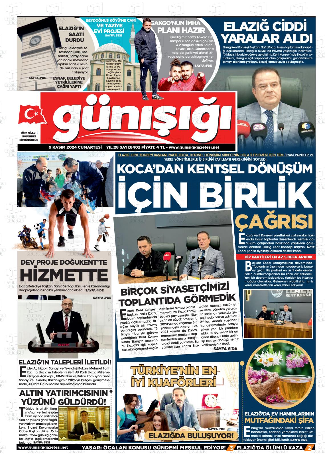 09 Kasım 2024 Gün Işığı Gazete Manşeti