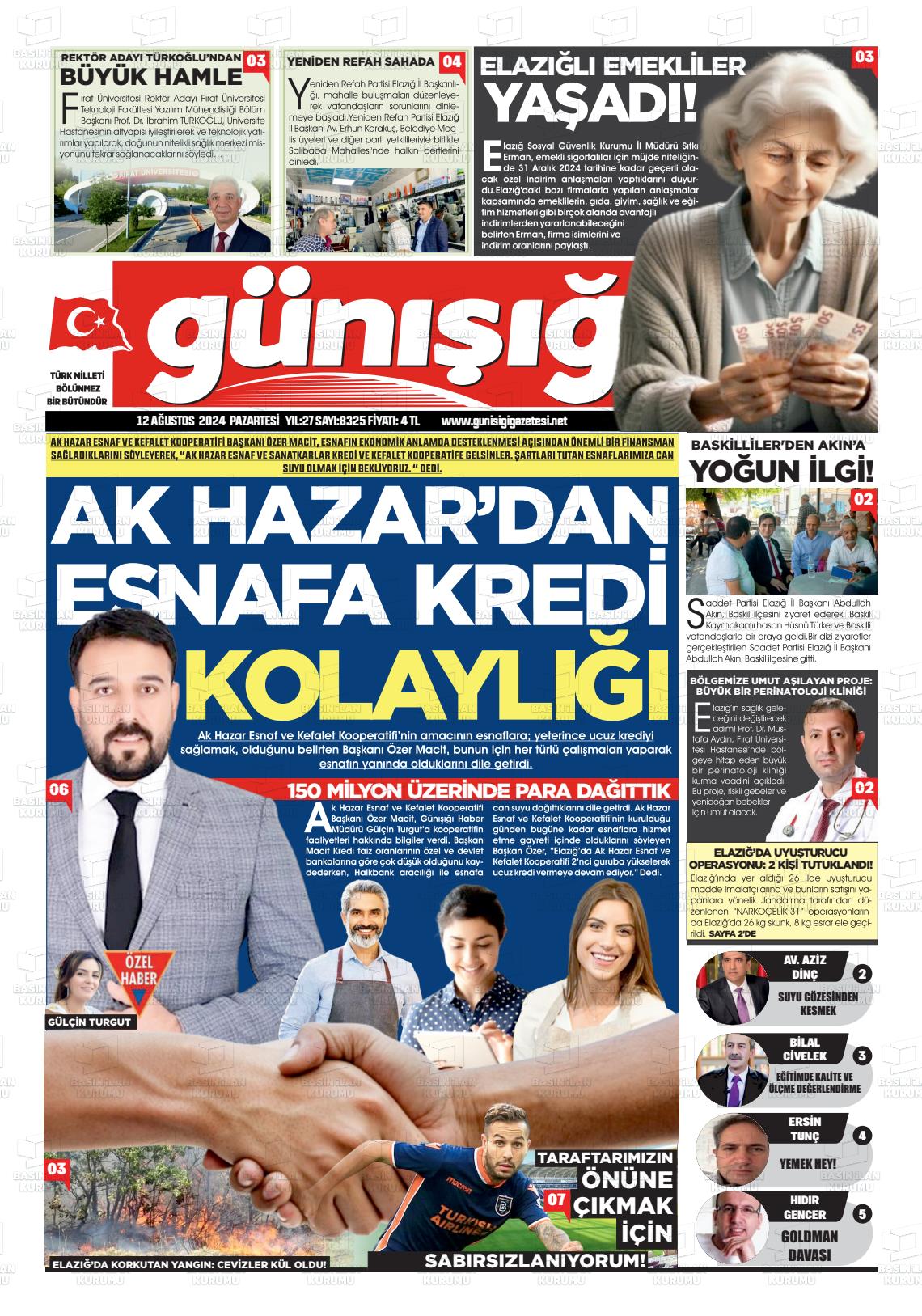 12 Ağustos 2024 Gün Işığı Gazete Manşeti