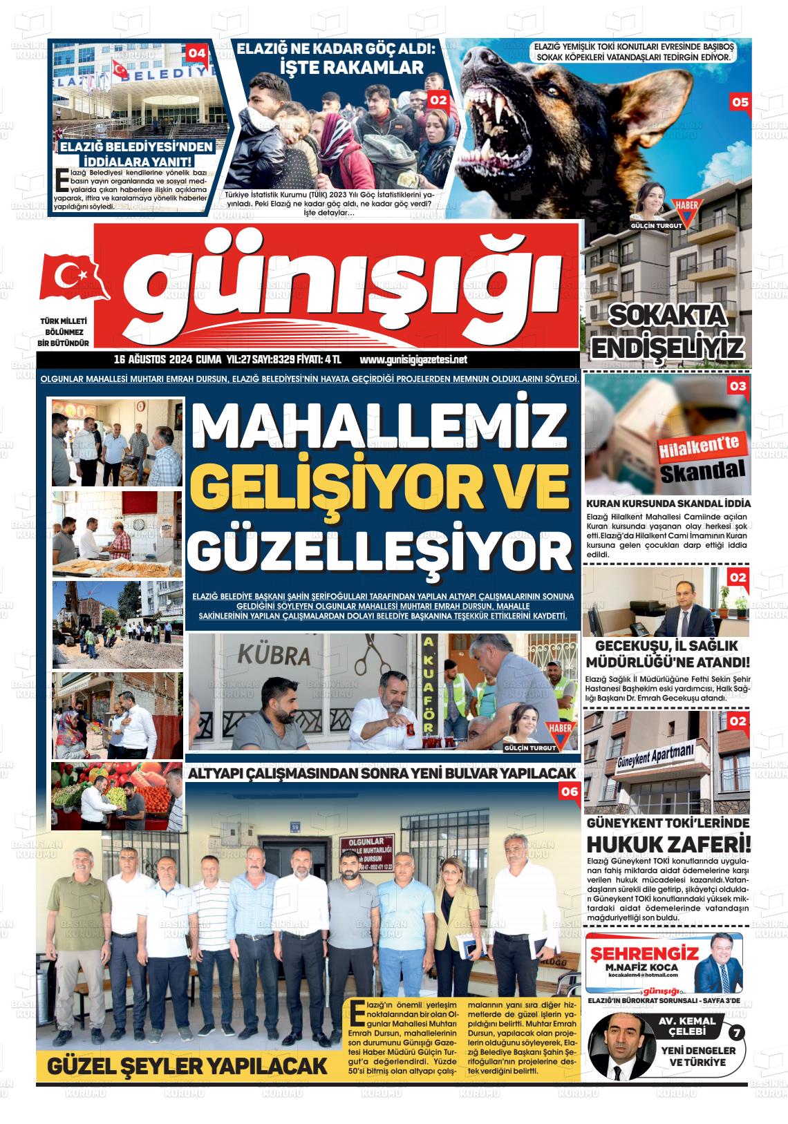 16 Ağustos 2024 Gün Işığı Gazete Manşeti