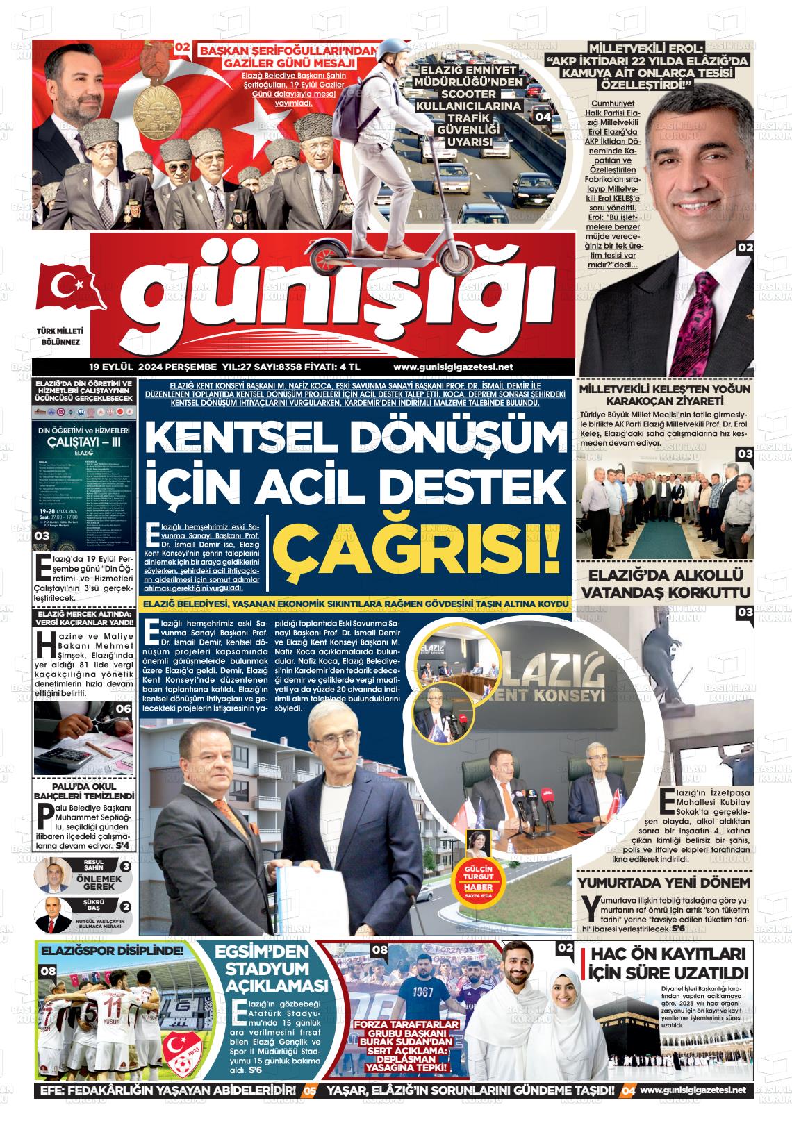 19 Eylül 2024 Gün Işığı Gazete Manşeti