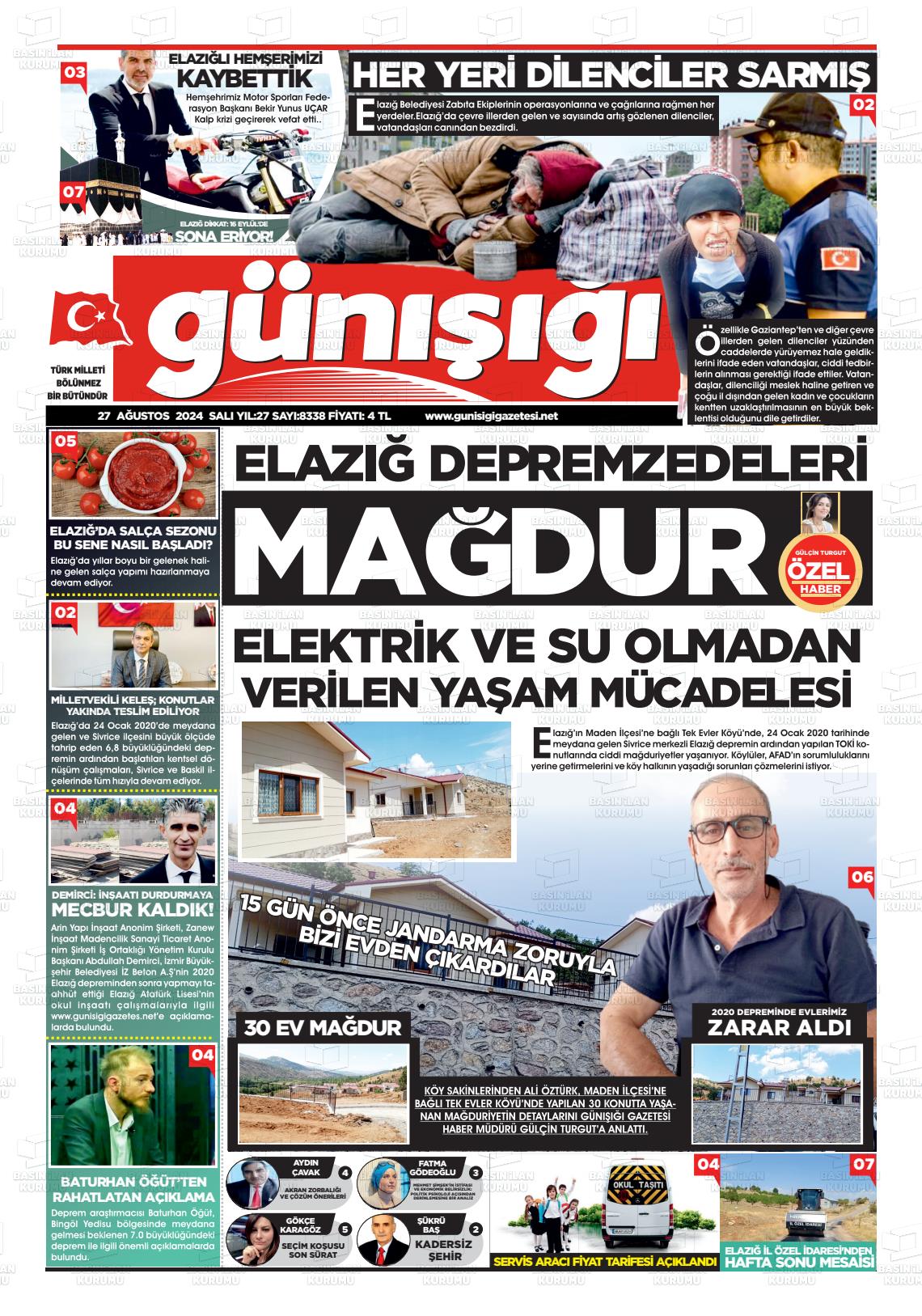 27 Ağustos 2024 Gün Işığı Gazete Manşeti