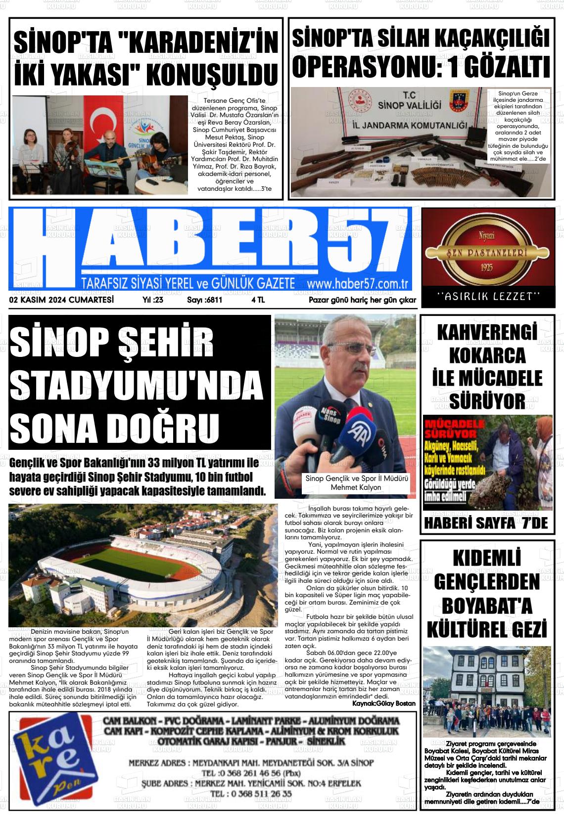 02 Kasım 2024 Haber 57 Gazete Manşeti