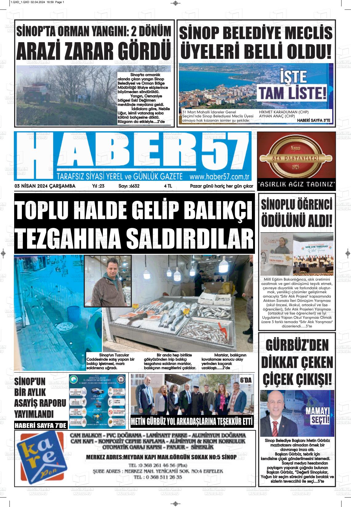 03 Nisan 2024 Haber 57 Gazete Manşeti