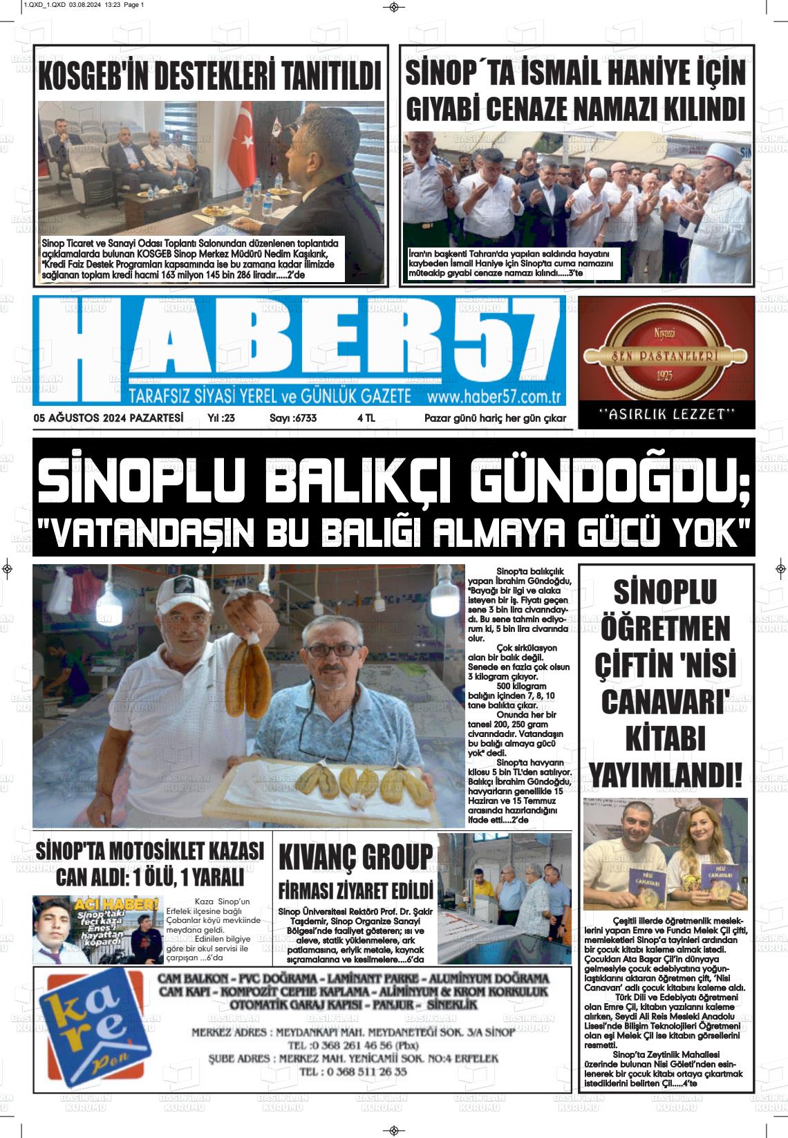 05 Ağustos 2024 Haber 57 Gazete Manşeti