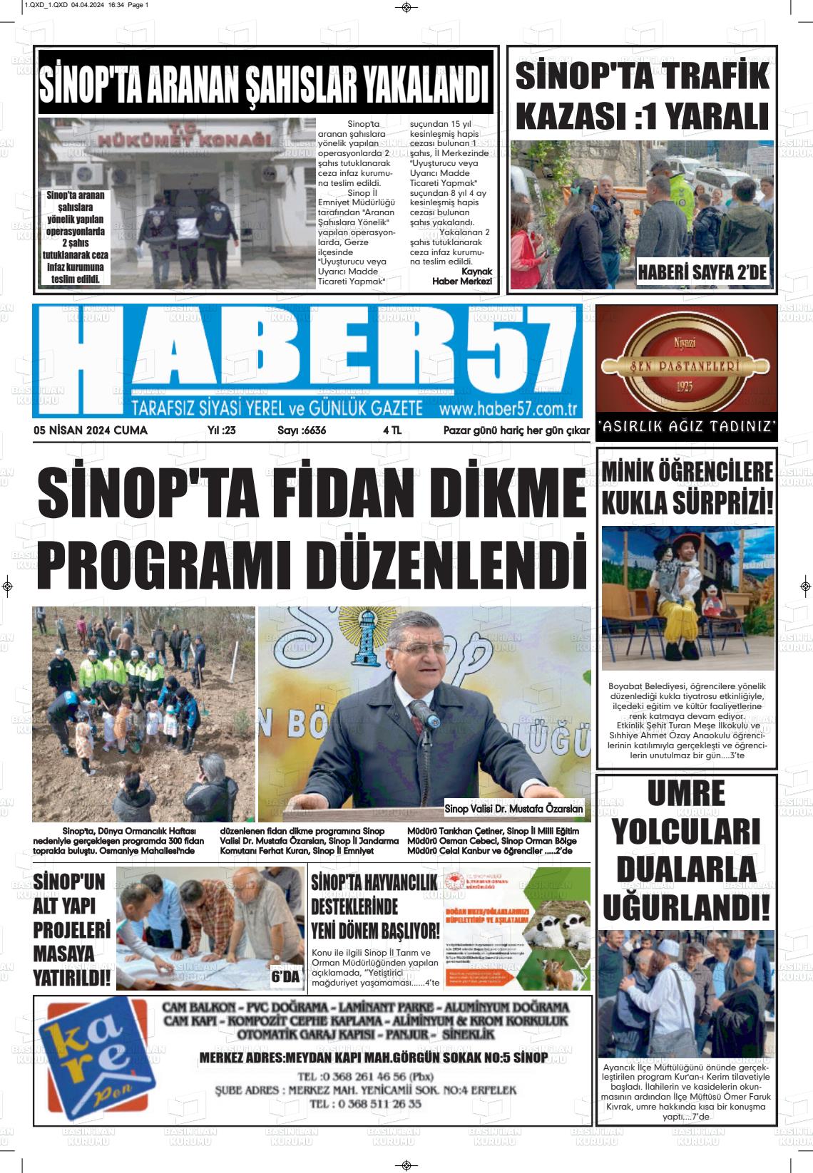 05 Nisan 2024 Haber 57 Gazete Manşeti