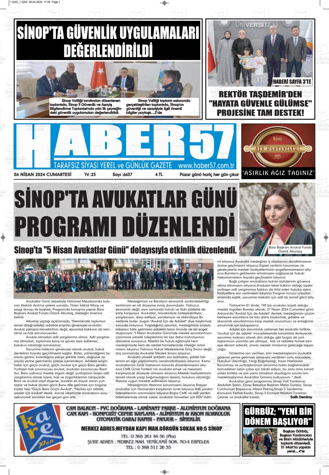 06 Nisan 2024 Haber 57 Gazete Manşeti