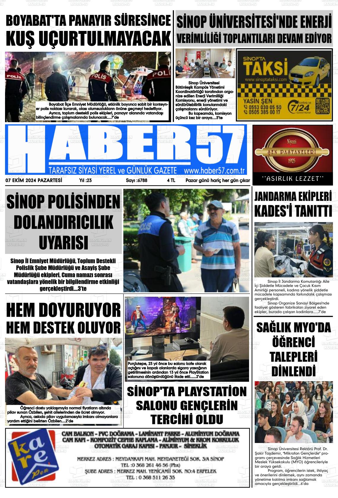 07 Ekim 2024 Haber 57 Gazete Manşeti