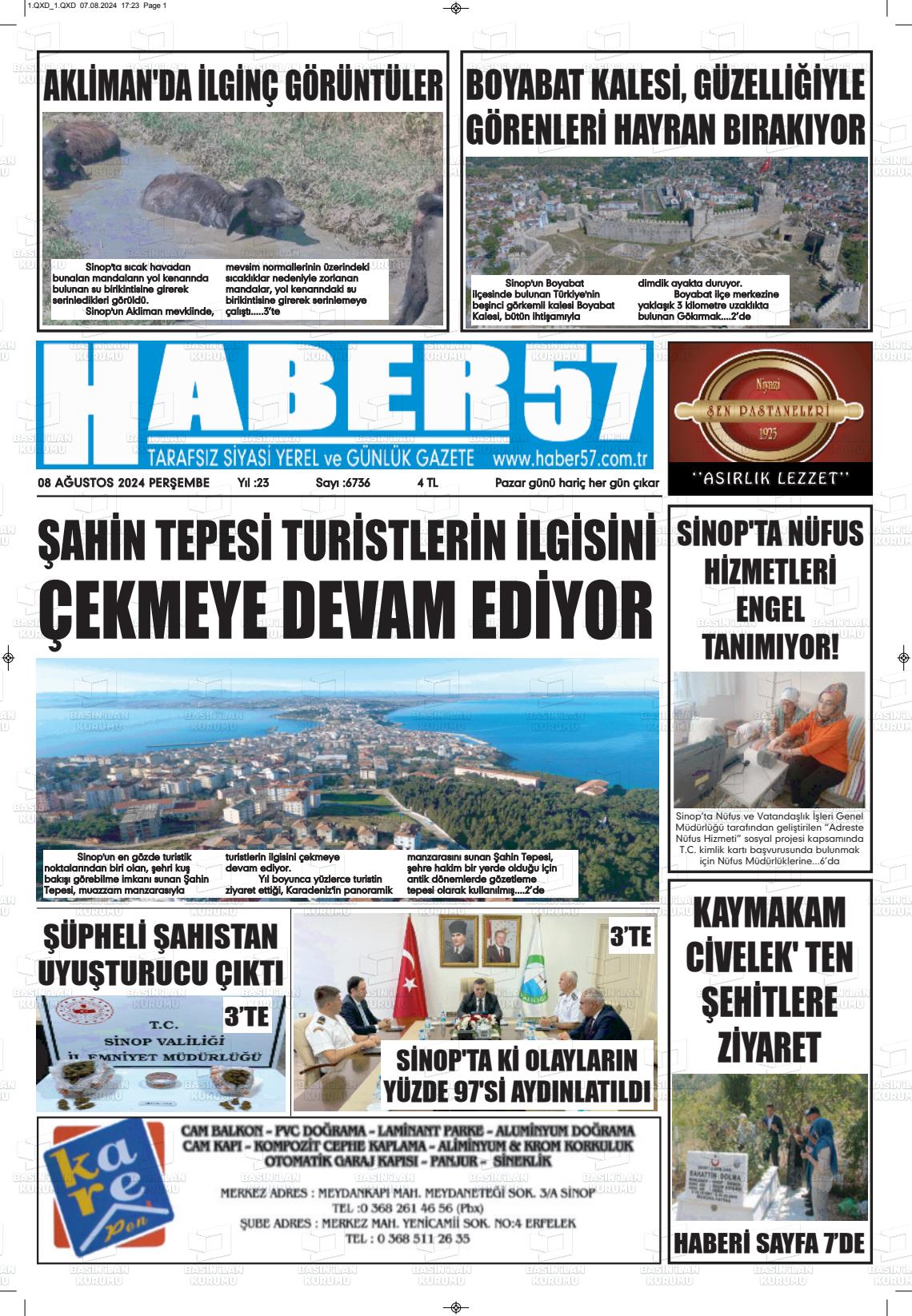 08 Ağustos 2024 Haber 57 Gazete Manşeti