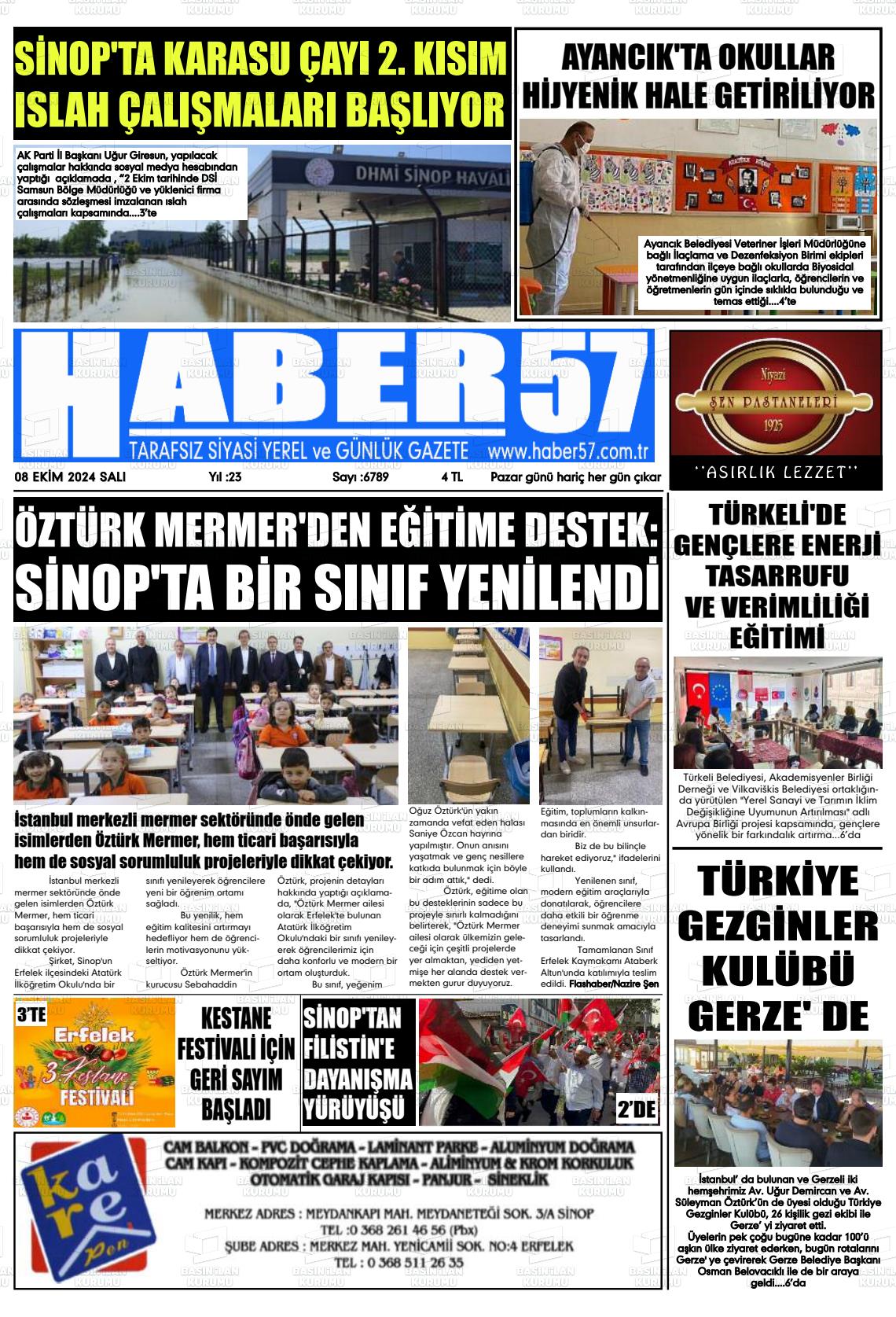 08 Ekim 2024 Haber 57 Gazete Manşeti