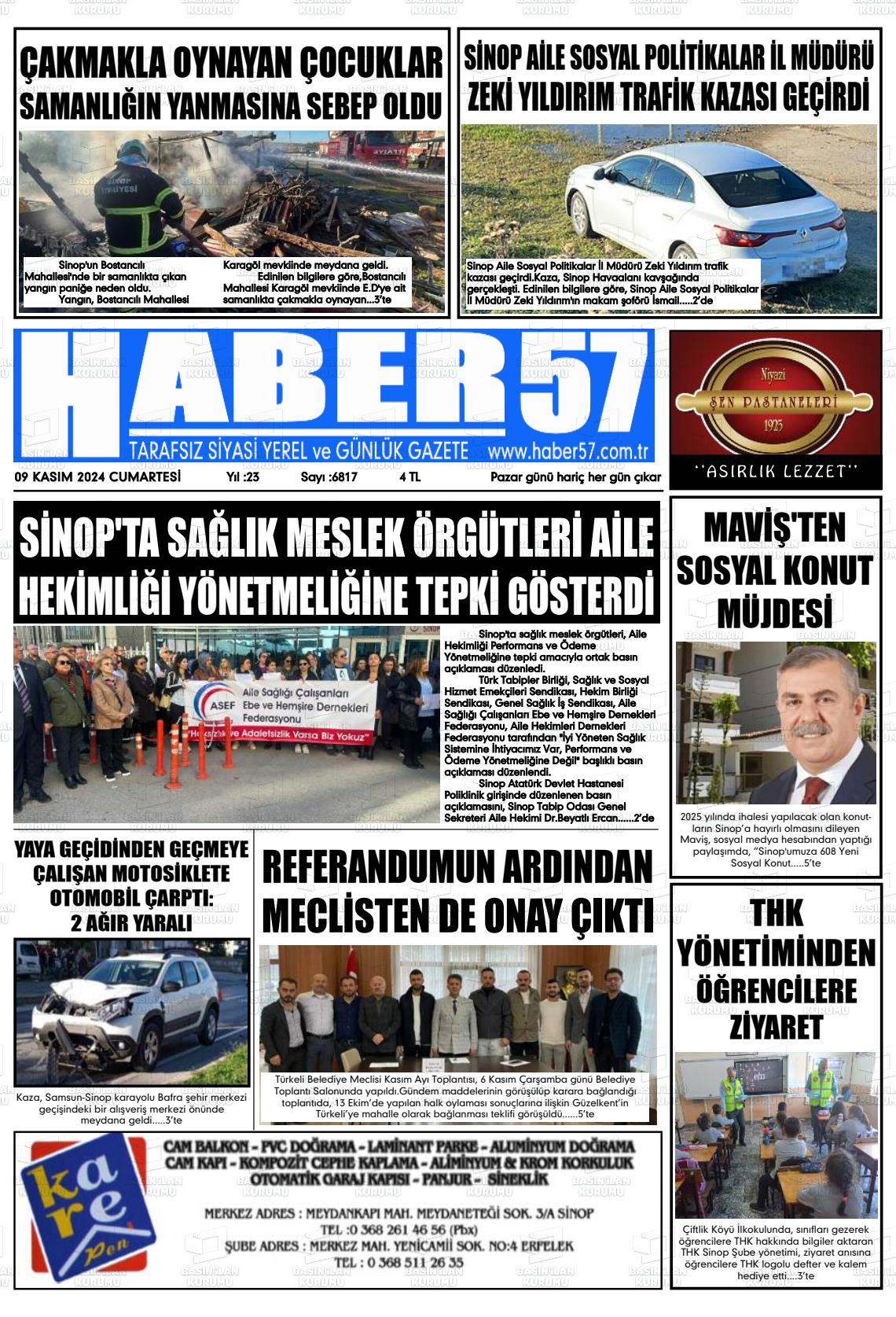 09 Kasım 2024 Haber 57 Gazete Manşeti