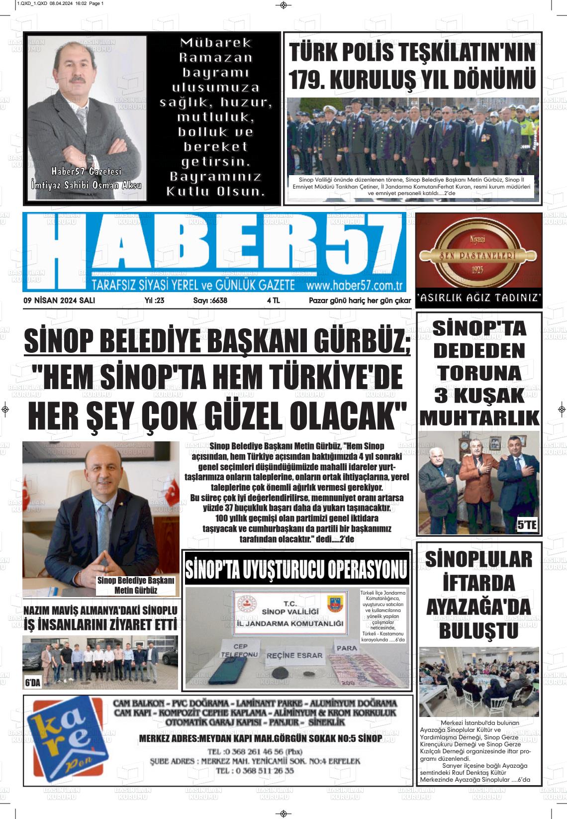 09 Nisan 2024 Haber 57 Gazete Manşeti