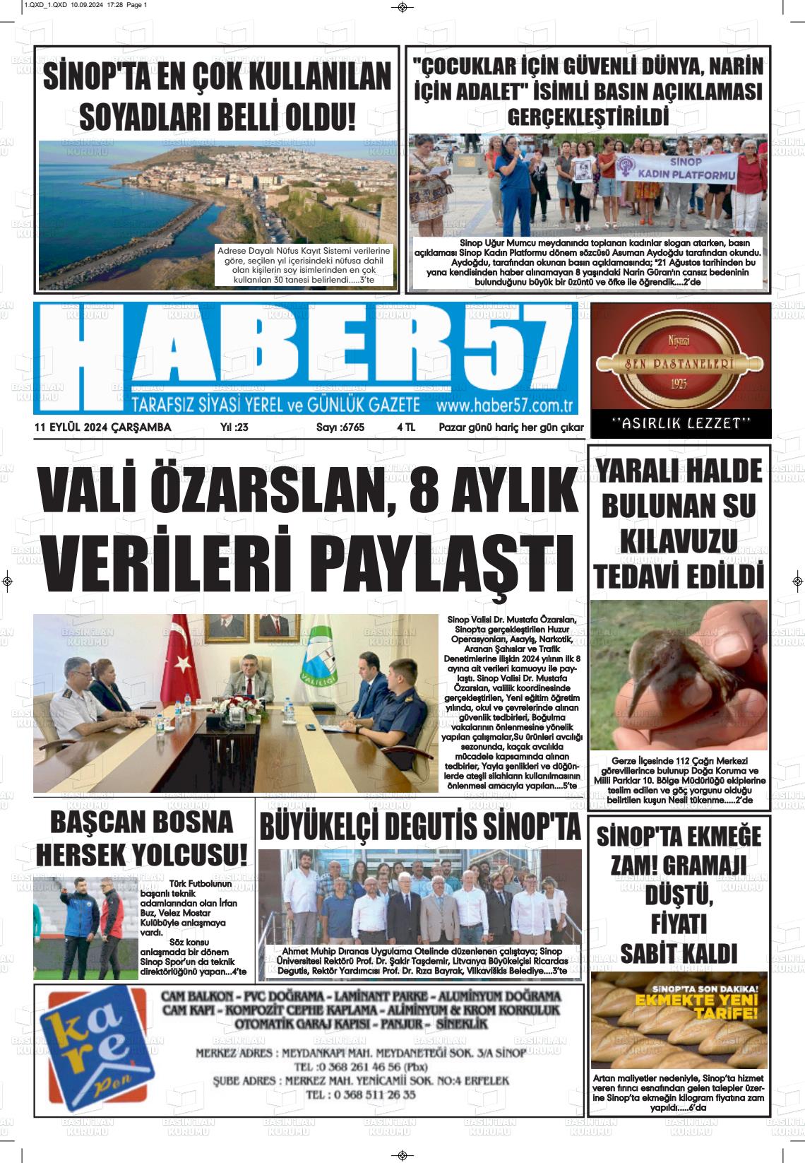 11 Eylül 2024 Haber 57 Gazete Manşeti