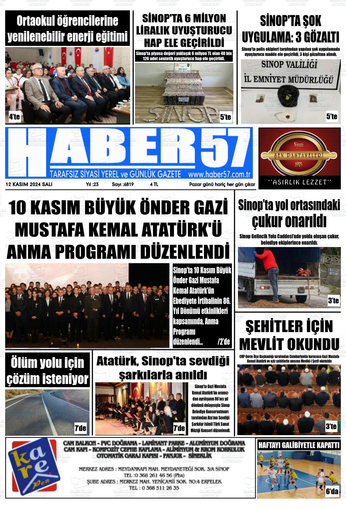 12 Kasım 2024 Haber 57 Gazete Manşeti