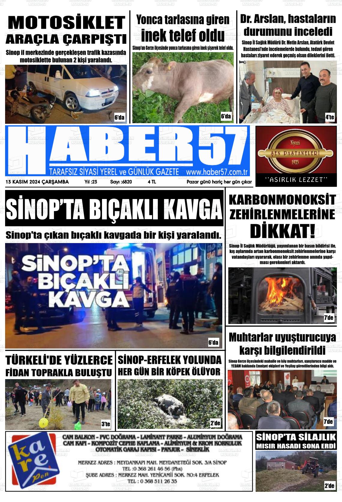 13 Kasım 2024 Haber 57 Gazete Manşeti