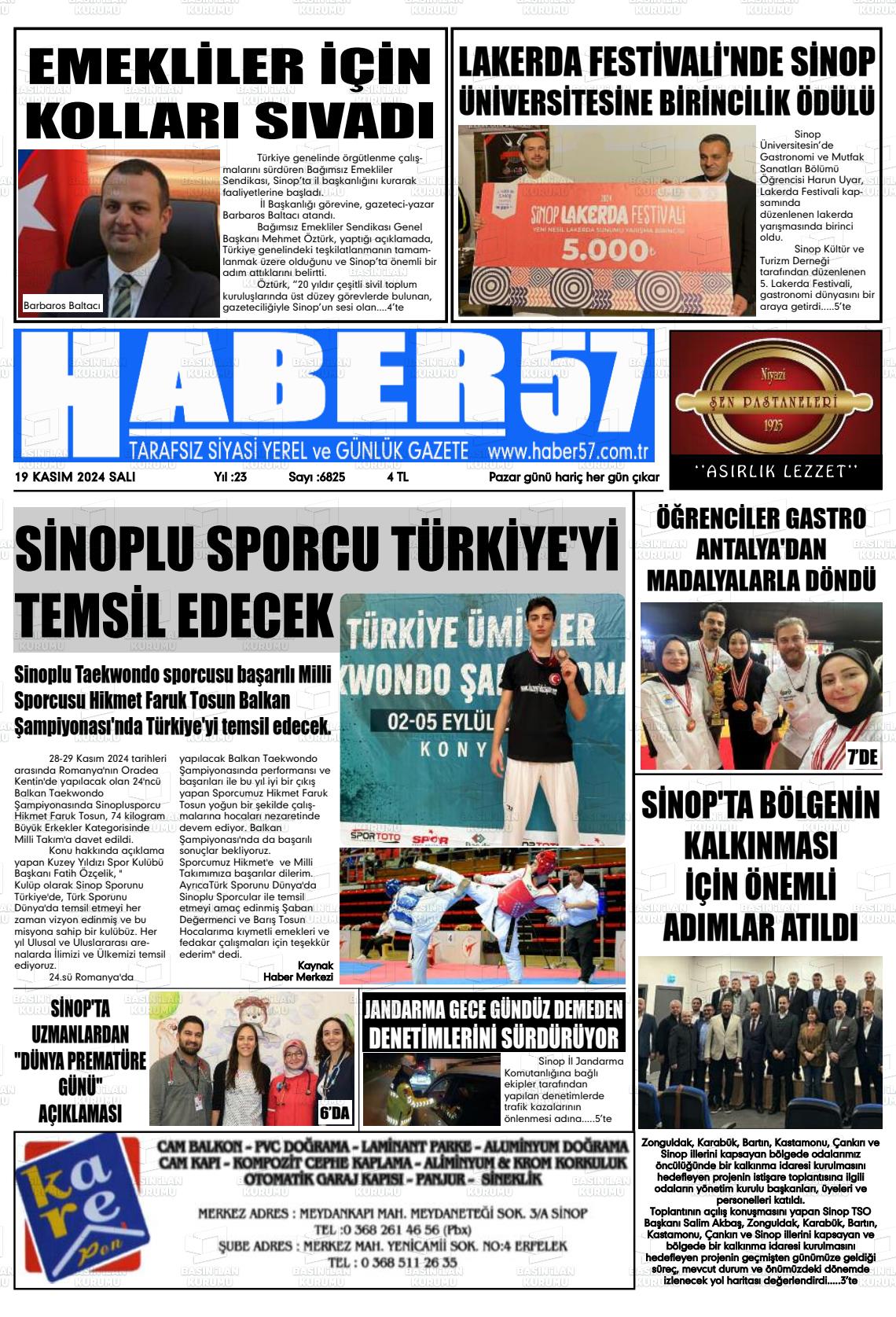 19 Kasım 2024 Haber 57 Gazete Manşeti