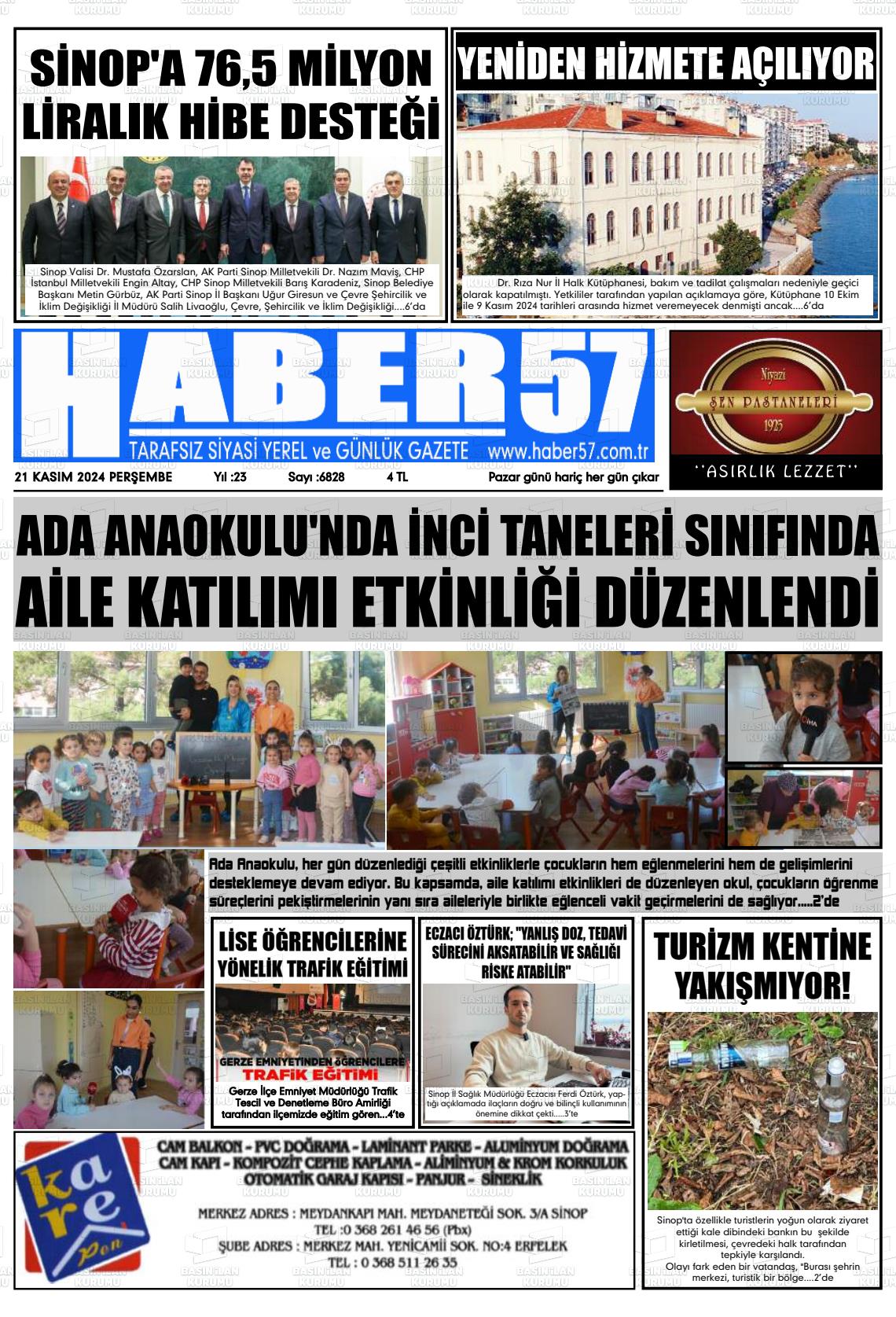 21 Kasım 2024 Haber 57 Gazete Manşeti