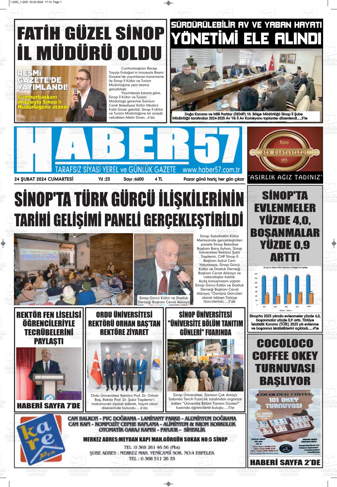 24 Şubat 2024 Haber 57 Gazete Manşeti