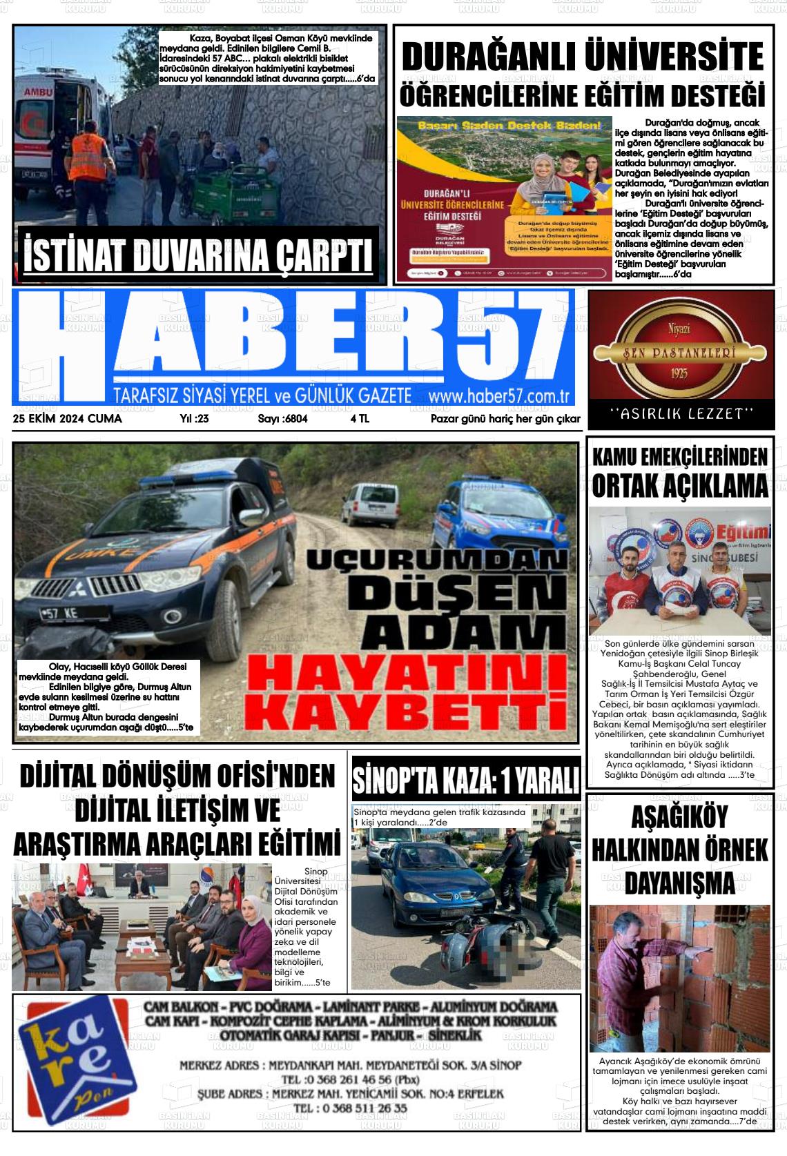 25 Ekim 2024 Haber 57 Gazete Manşeti