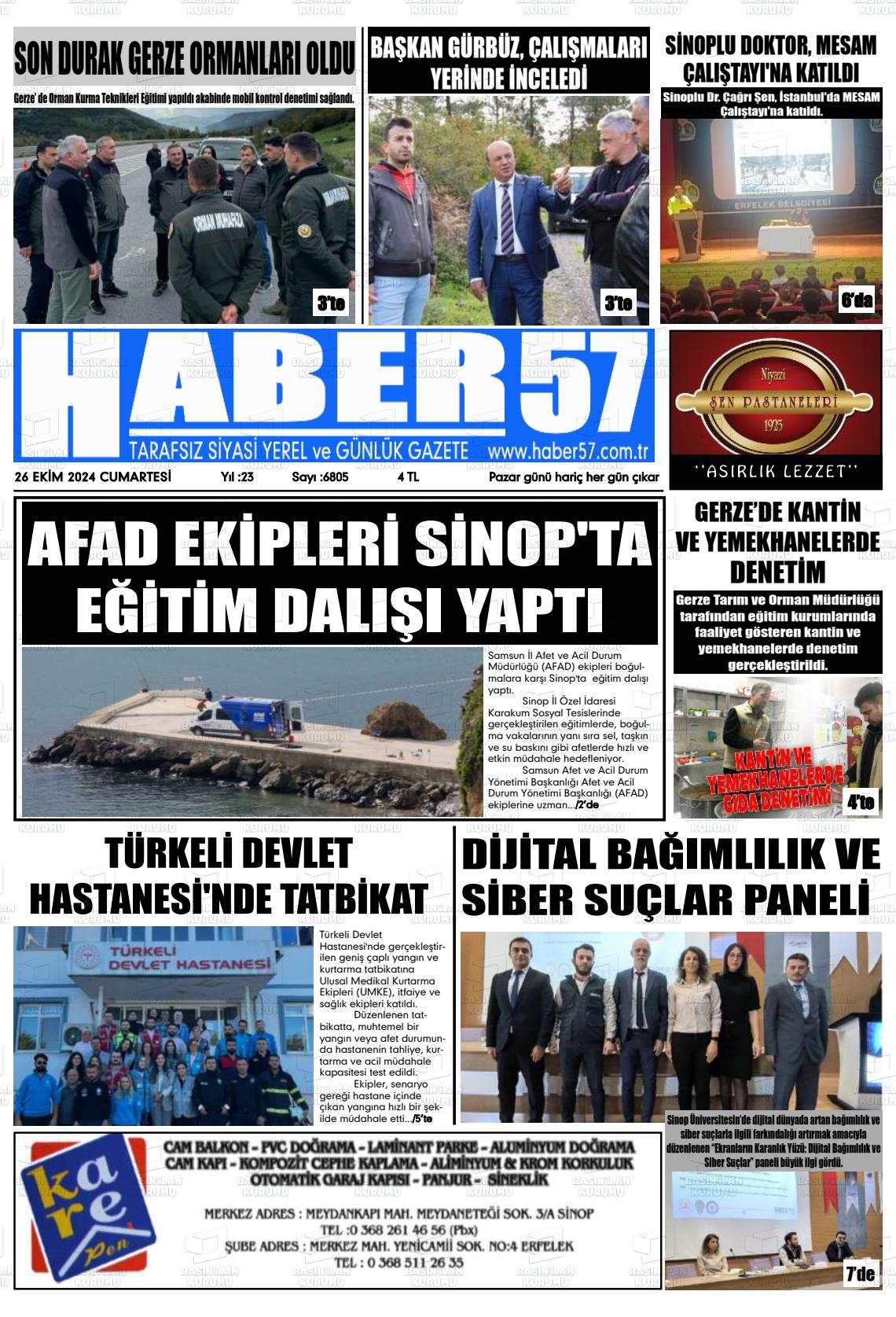 26 Ekim 2024 Haber 57 Gazete Manşeti