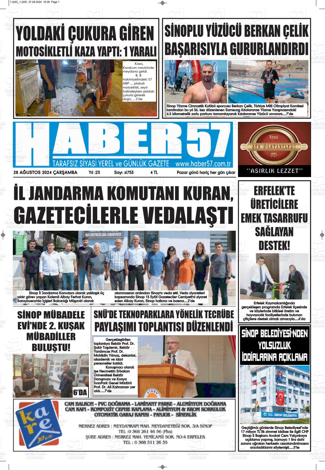 28 Ağustos 2024 Haber 57 Gazete Manşeti