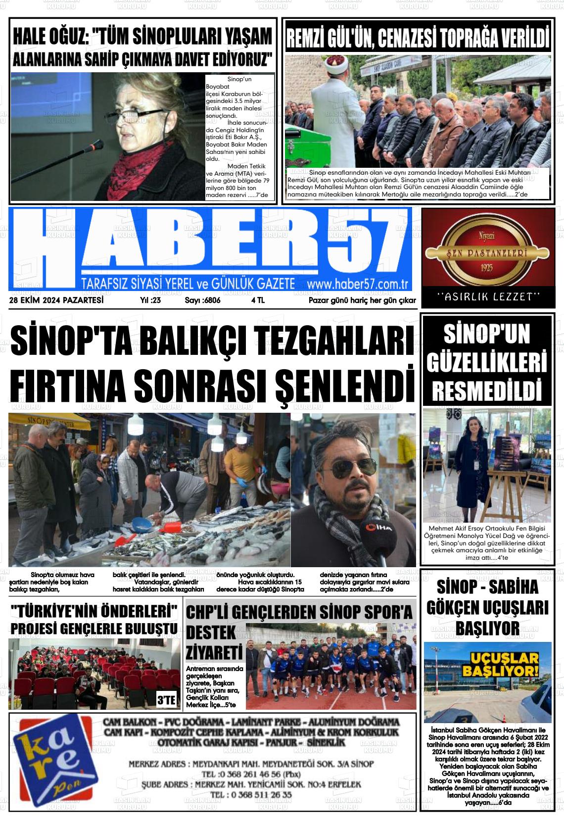 28 Ekim 2024 Haber 57 Gazete Manşeti