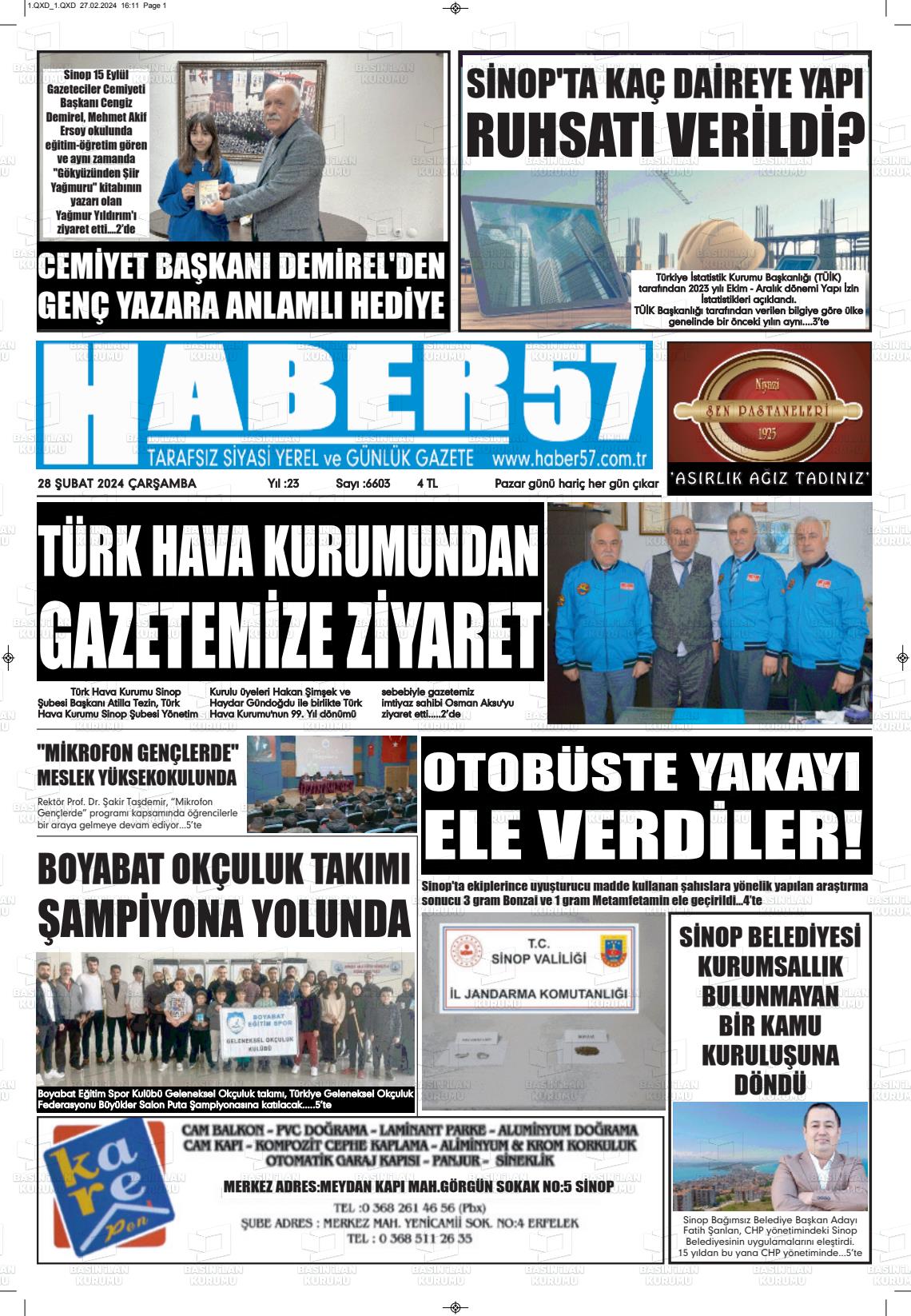 28 Şubat 2024 Haber 57 Gazete Manşeti