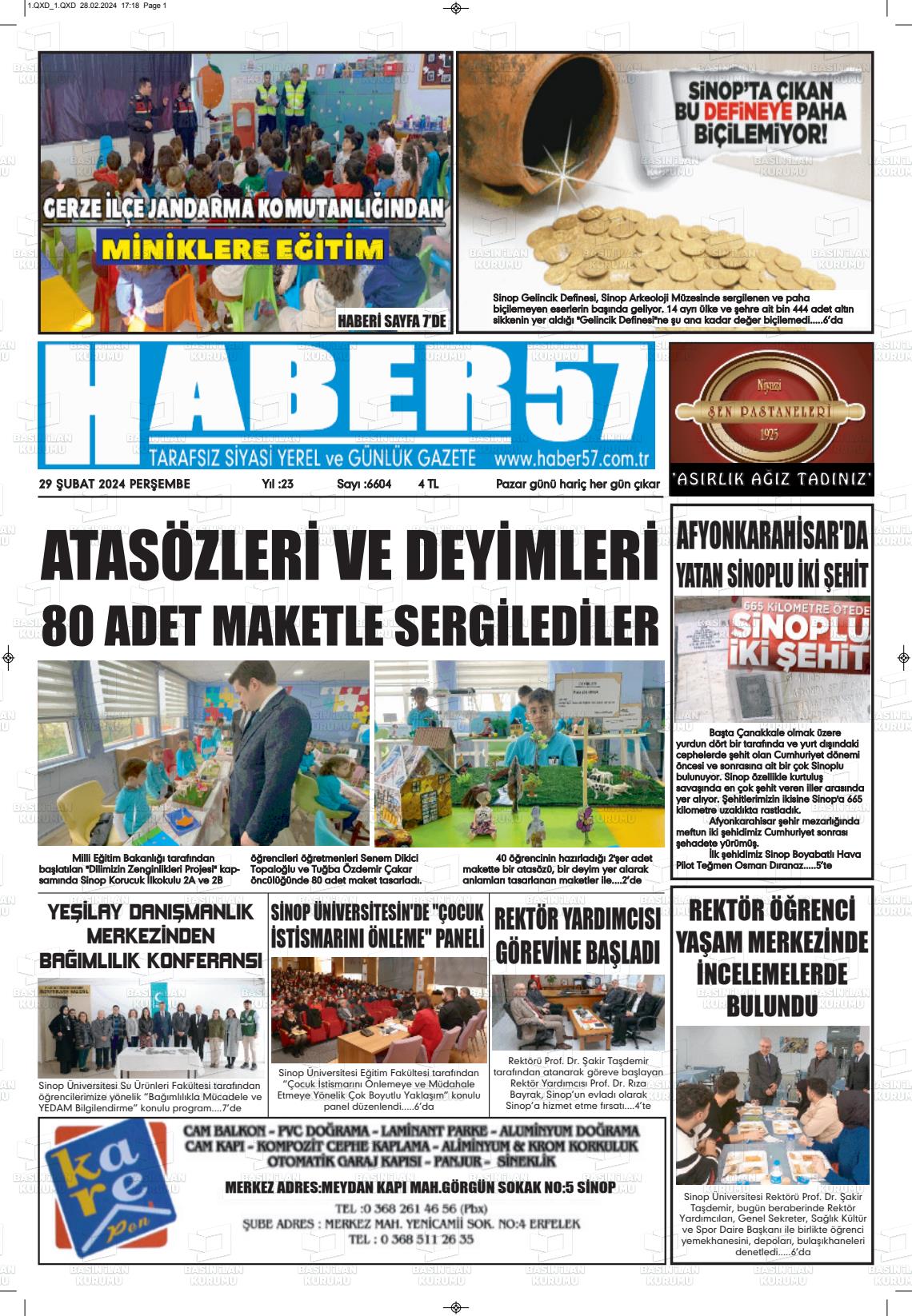 29 Şubat 2024 Haber 57 Gazete Manşeti