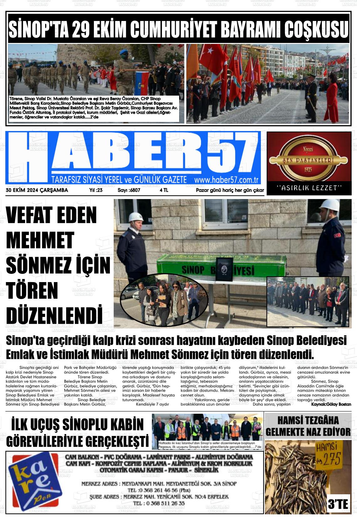 30 Ekim 2024 Haber 57 Gazete Manşeti