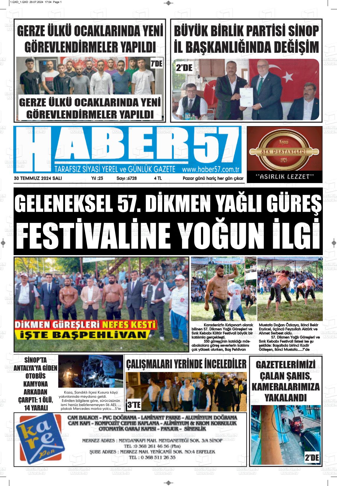 30 Temmuz 2024 Haber 57 Gazete Manşeti