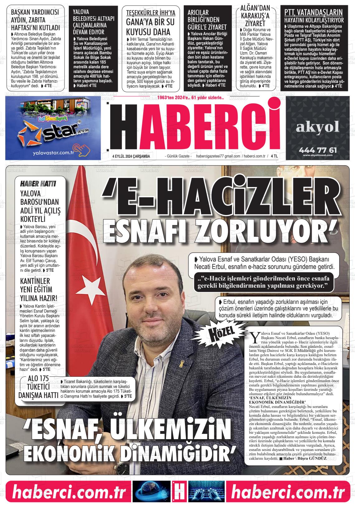 04 Eylül 2024 Haberci Gazete Manşeti