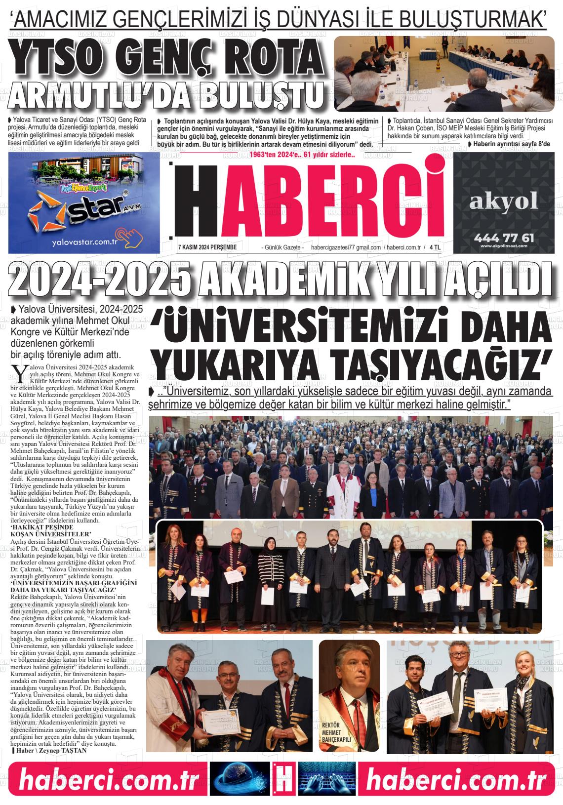 07 Kasım 2024 Haberci Gazete Manşeti