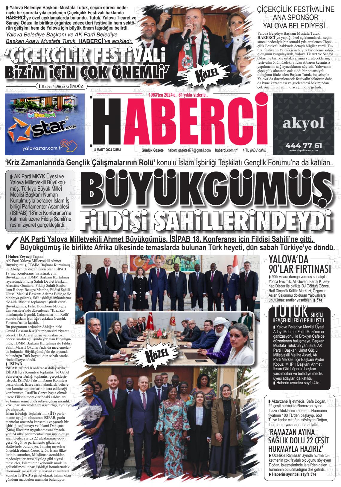 08 Mart 2024 Haberci Gazete Manşeti