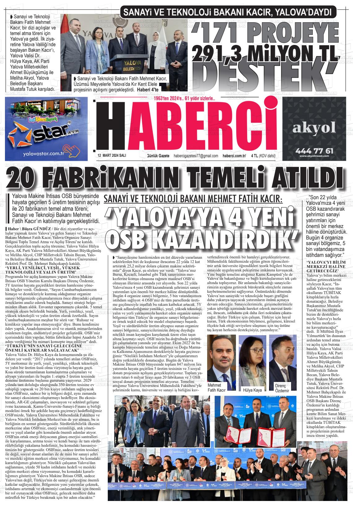 12 Mart 2024 Haberci Gazete Manşeti