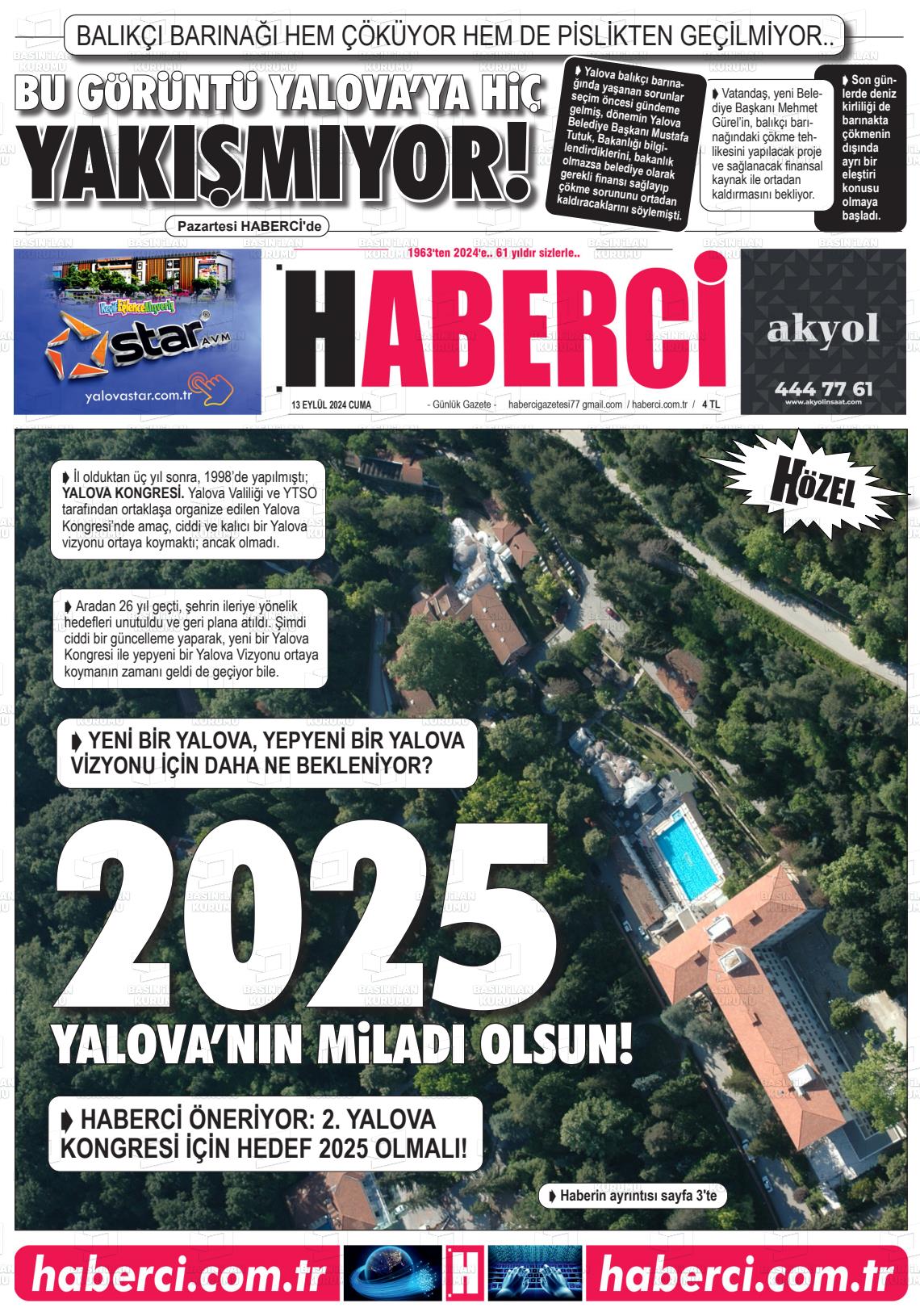 13 Eylül 2024 Haberci Gazete Manşeti