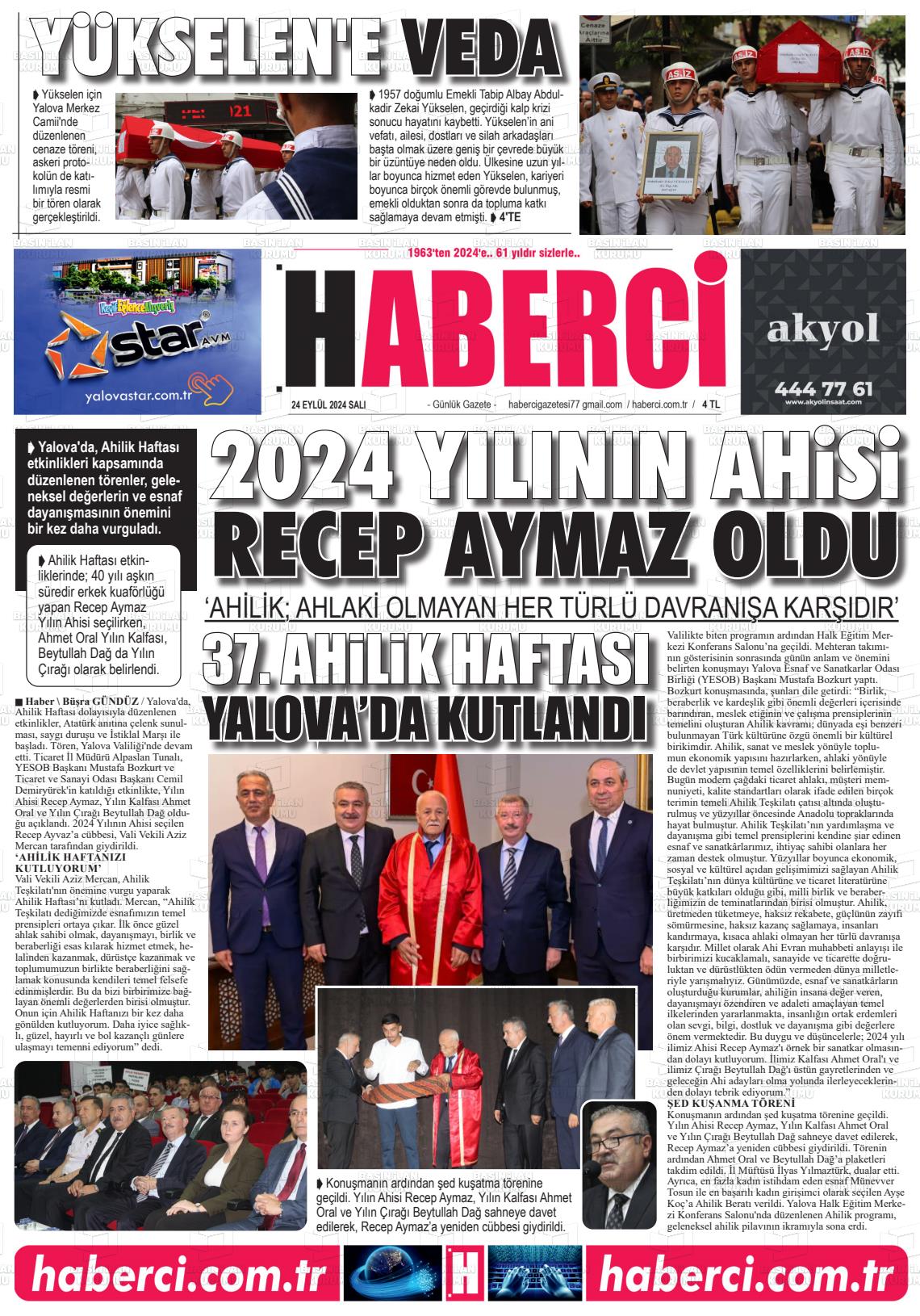 24 Eylül 2024 Haberci Gazete Manşeti