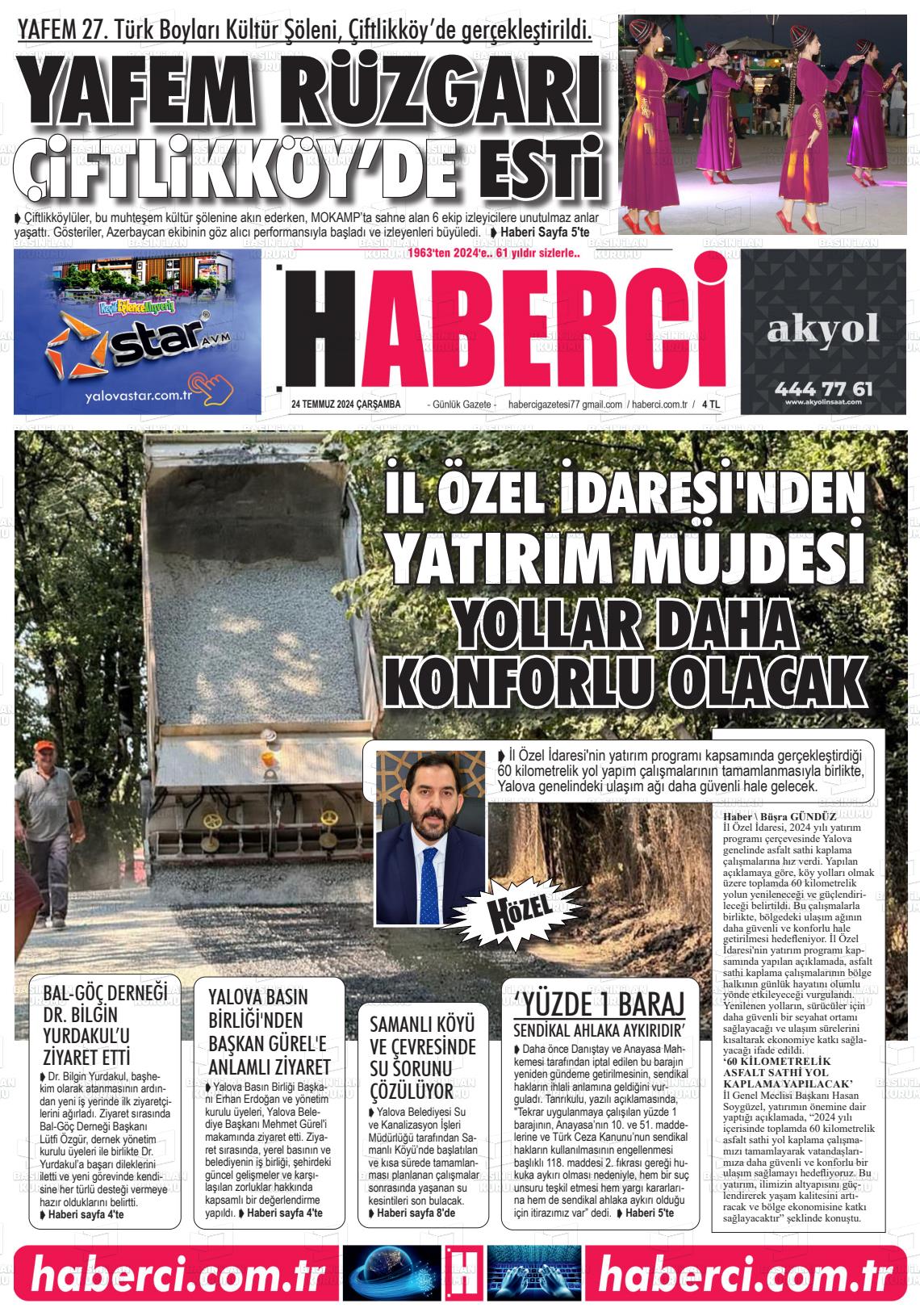 24 Temmuz 2024 Haberci Gazete Manşeti