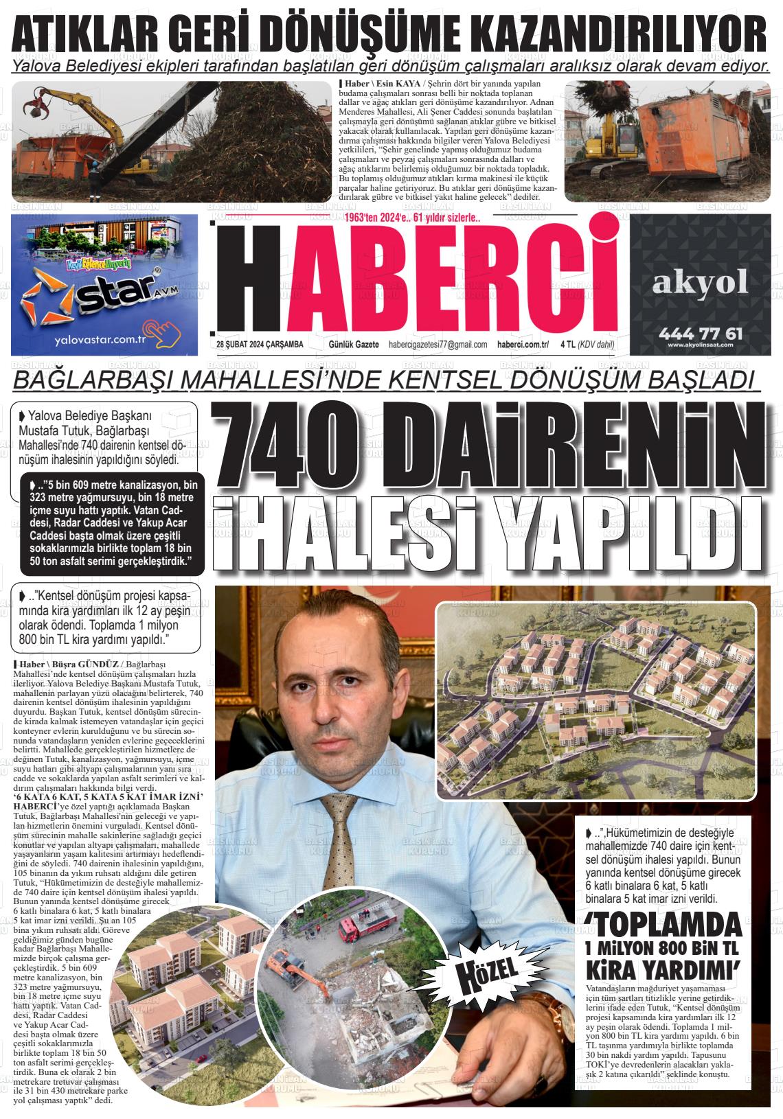 28 Şubat 2024 Haberci Gazete Manşeti