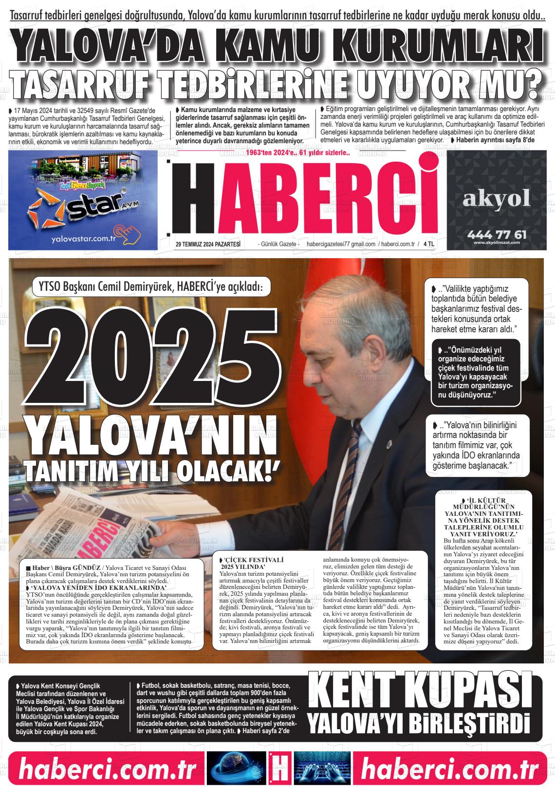 29 Temmuz 2024 Haberci Gazete Manşeti